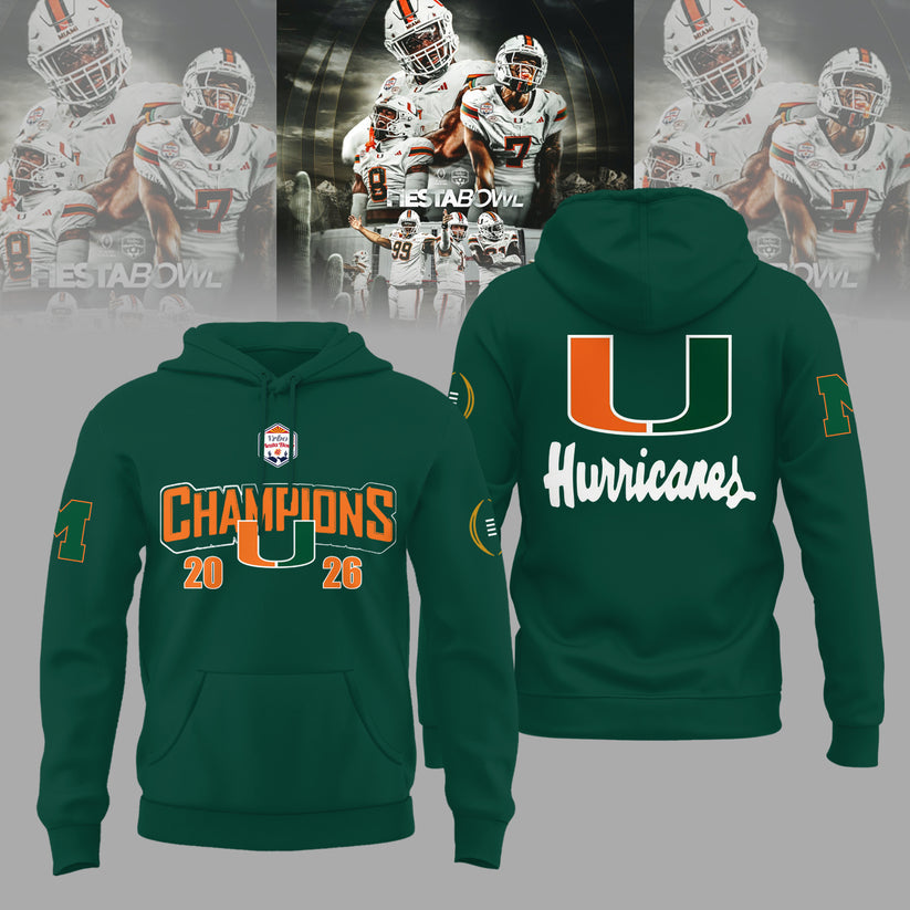 Miami Hurricanes College Football Playoff 2025 Fiesta Bowl Champions Combo Hoodie