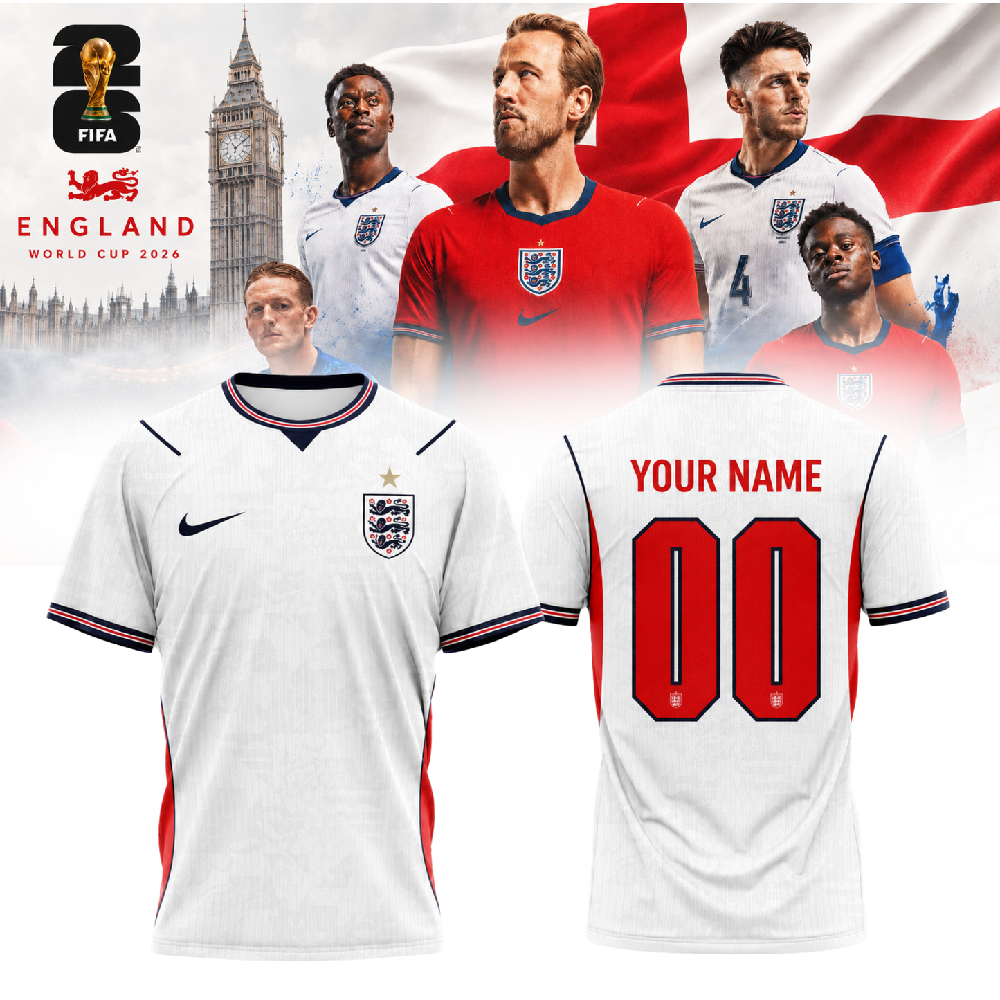 ,England x Fifa World Cup 2026 Jersey
