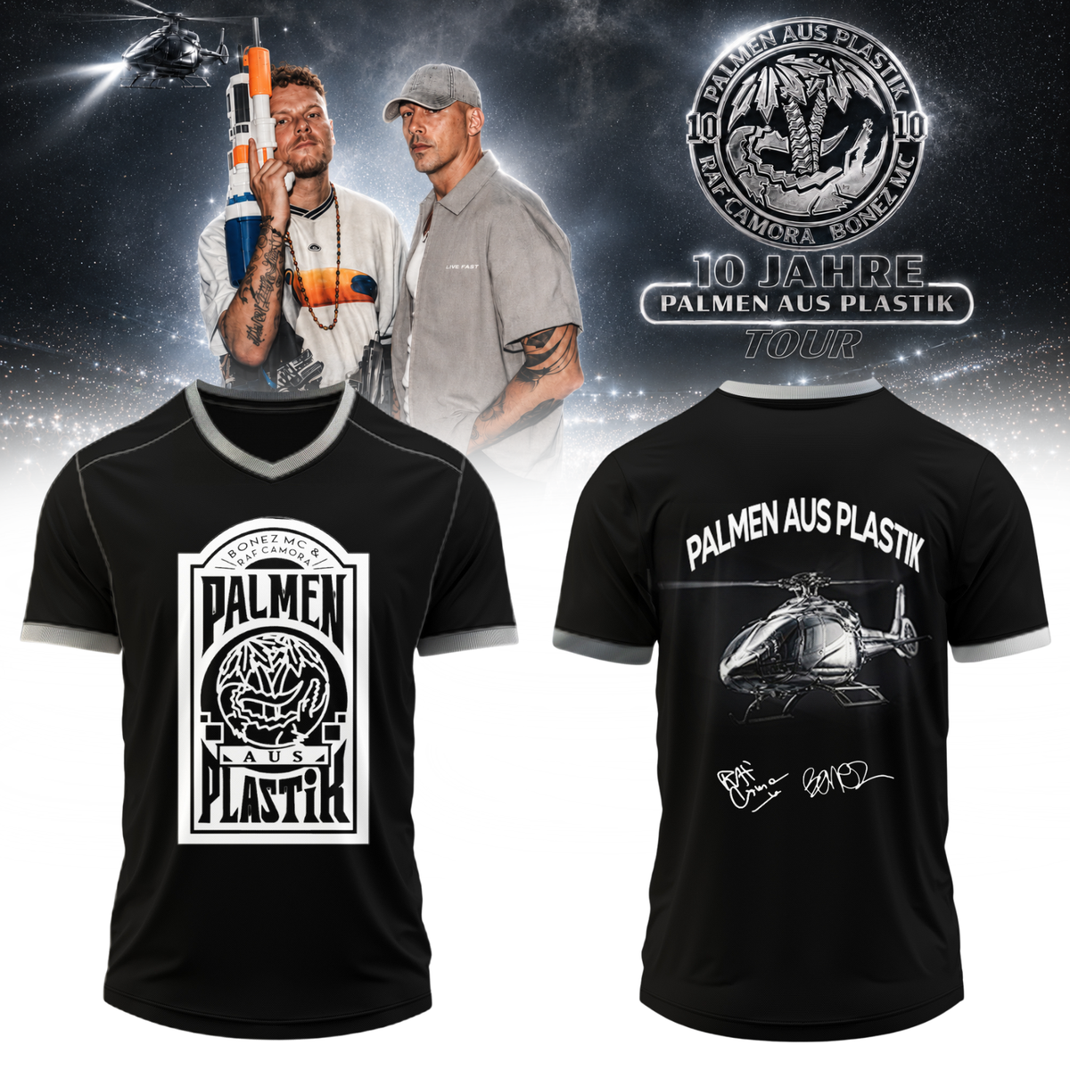 RAF Camora & Bonez MC “10 Jahre Palmen aus Plastik Tour” . Limited Edition Signature Jersey