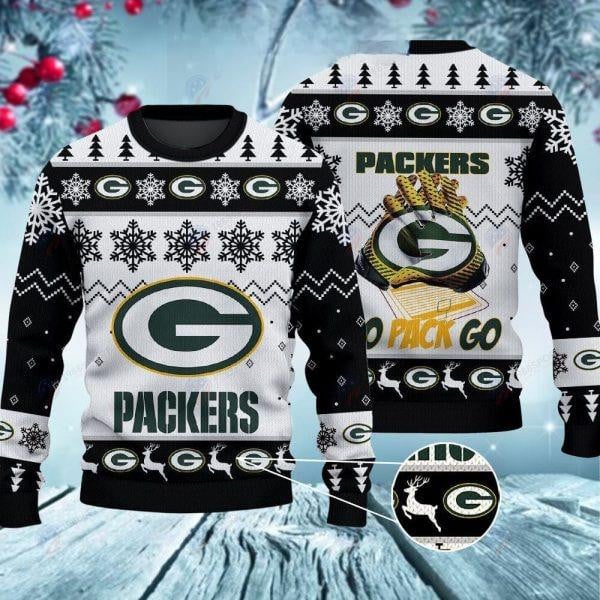 Green Bay Packers Go Pack Go Christmas Ugly Sweater