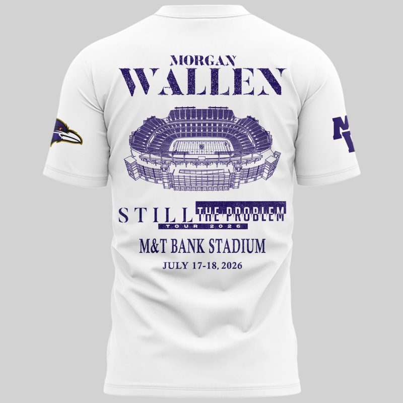 1.Special New Edition Baltimore Ravens x Morgan Wallen White Tshirt 2026