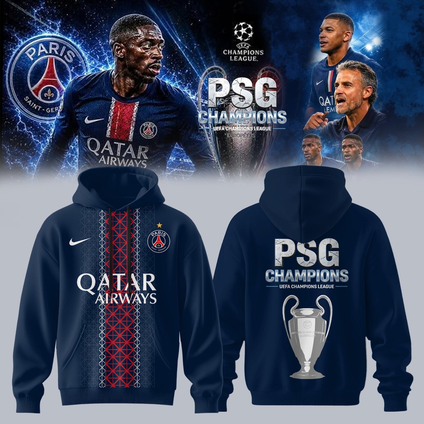 PSG UEFA Champions League 25/26 Champions Hoodie – Signature Limited Edition
