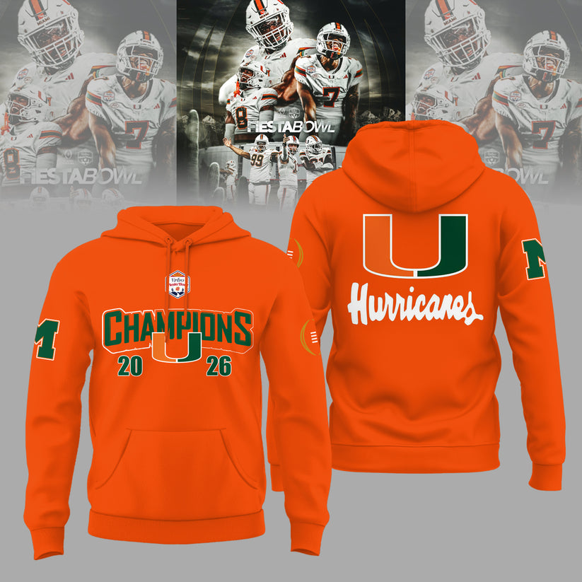Miami Hurricanes College Football Playoff 2025 Fiesta Bowl Champions Combo Hoodie