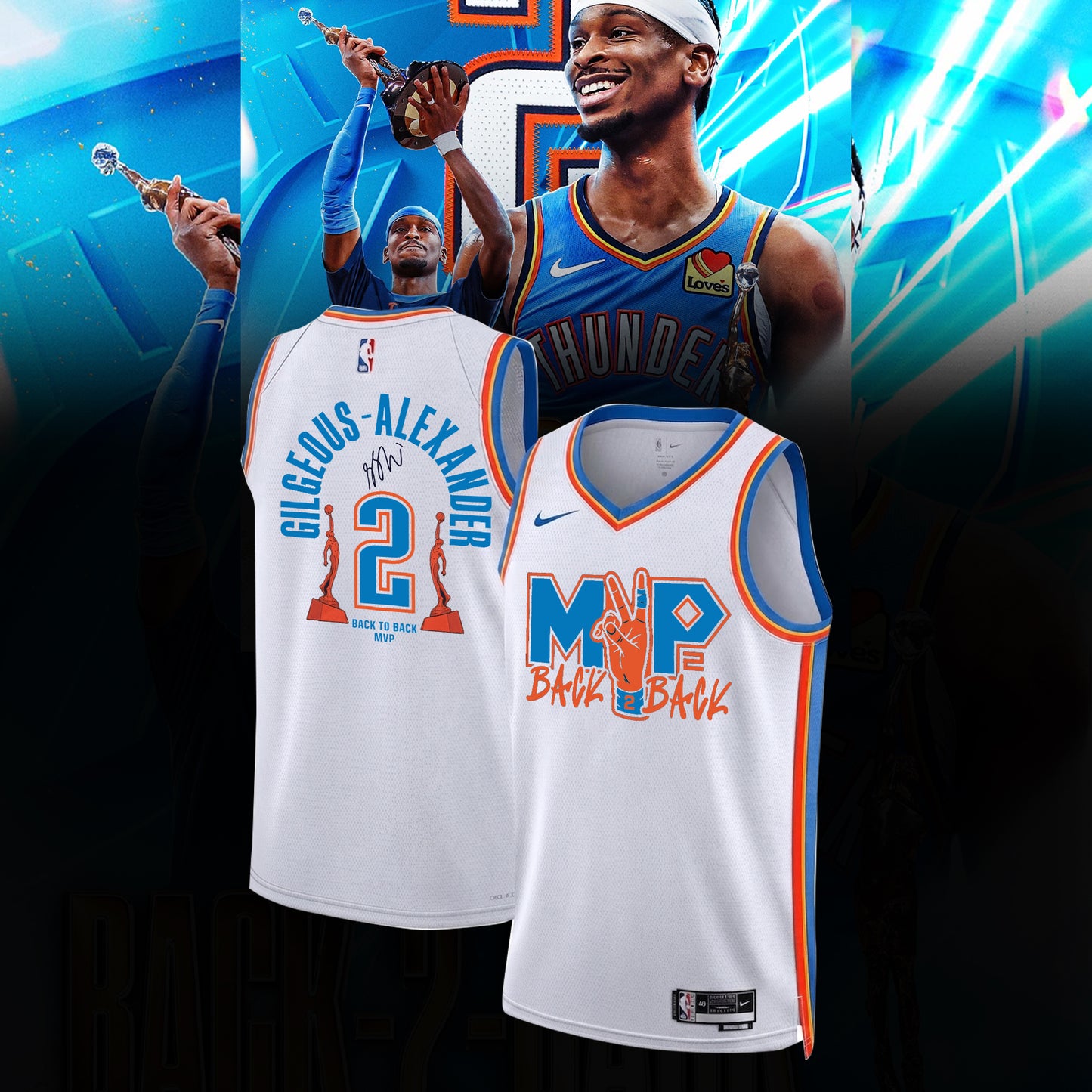 Limited Edition OKC Shai Gilgeous Back to Back 2026 MVP Basketball Jersey