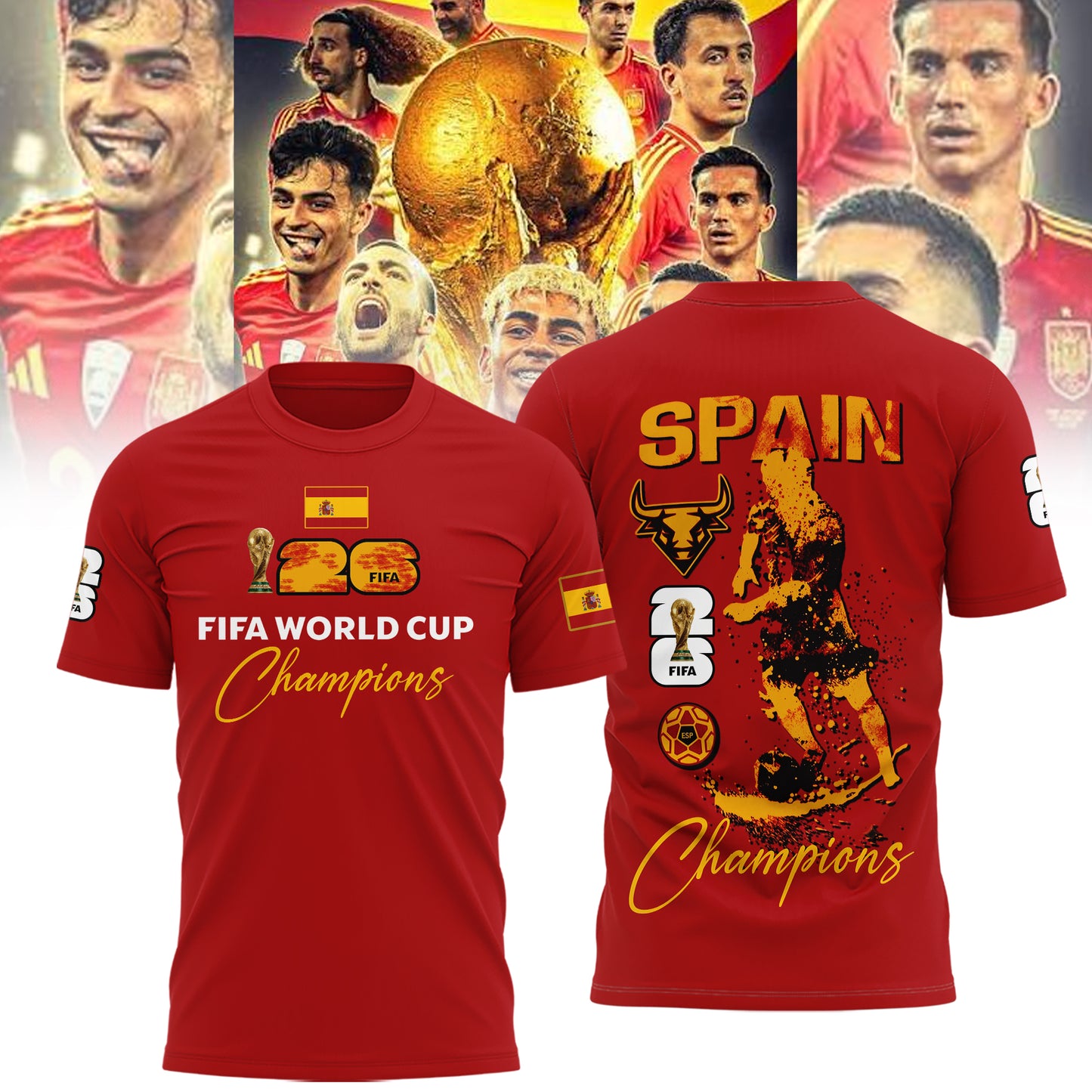 Limited Edition Spain National Football Team 2026 Wolrd Cup Champions Shirt