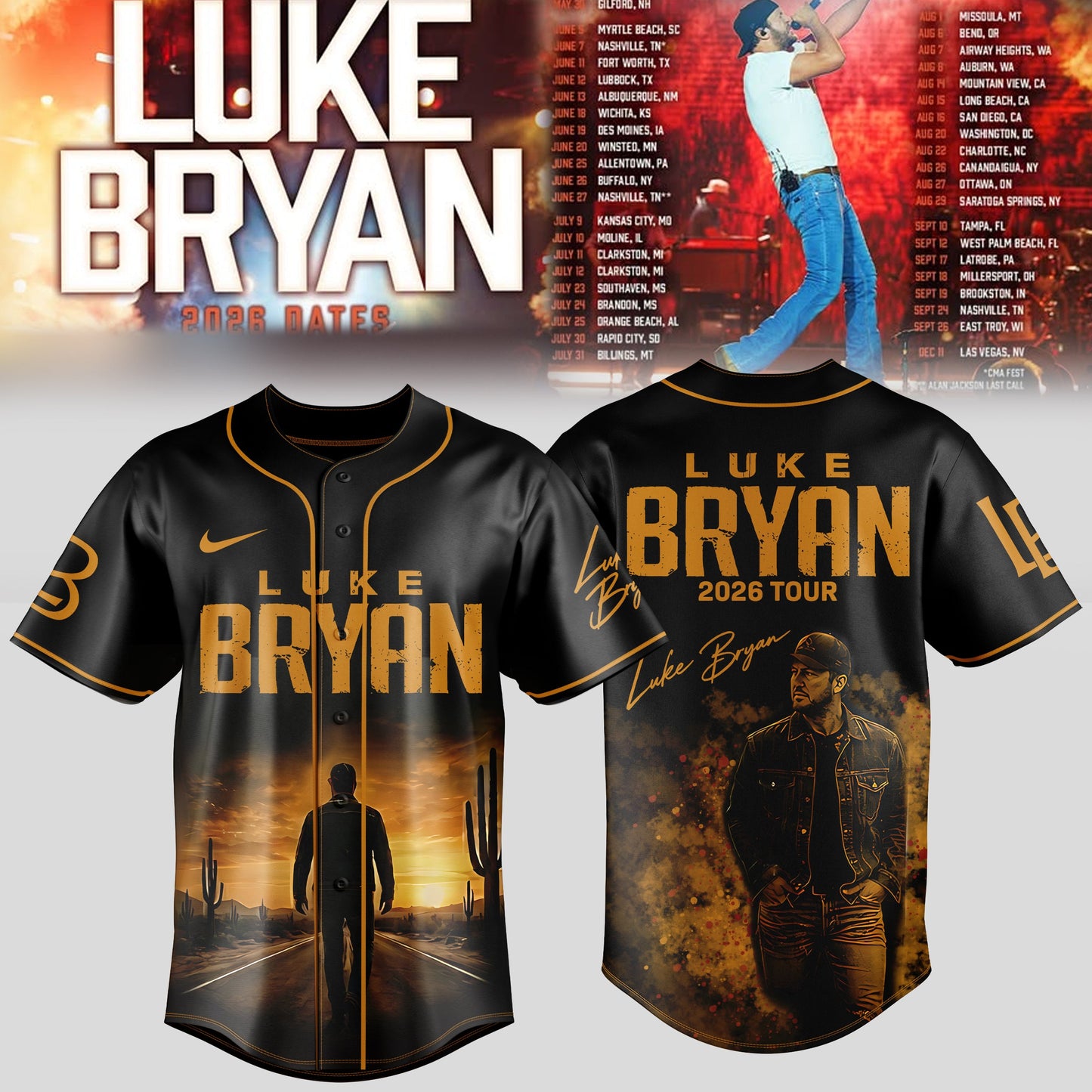 _LUKE BRYAN 2026 TOUR MERCH – COUNTRY NIGHTS JERSEY
