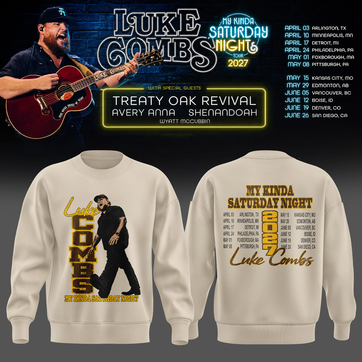 LUKE COMBS — MY KINDA SATURDAY NIGHT TOUR 2027 Sweatshirt