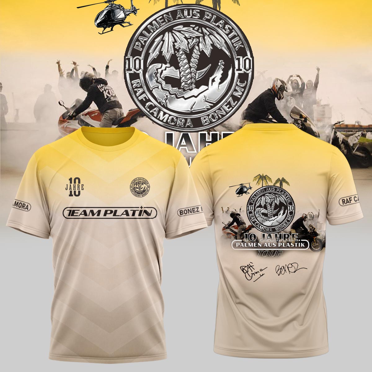 RAF Camora & Bonez MC “10 Jahre Palmen aus Plastik Tour”. Limited Edition Signature T shirt