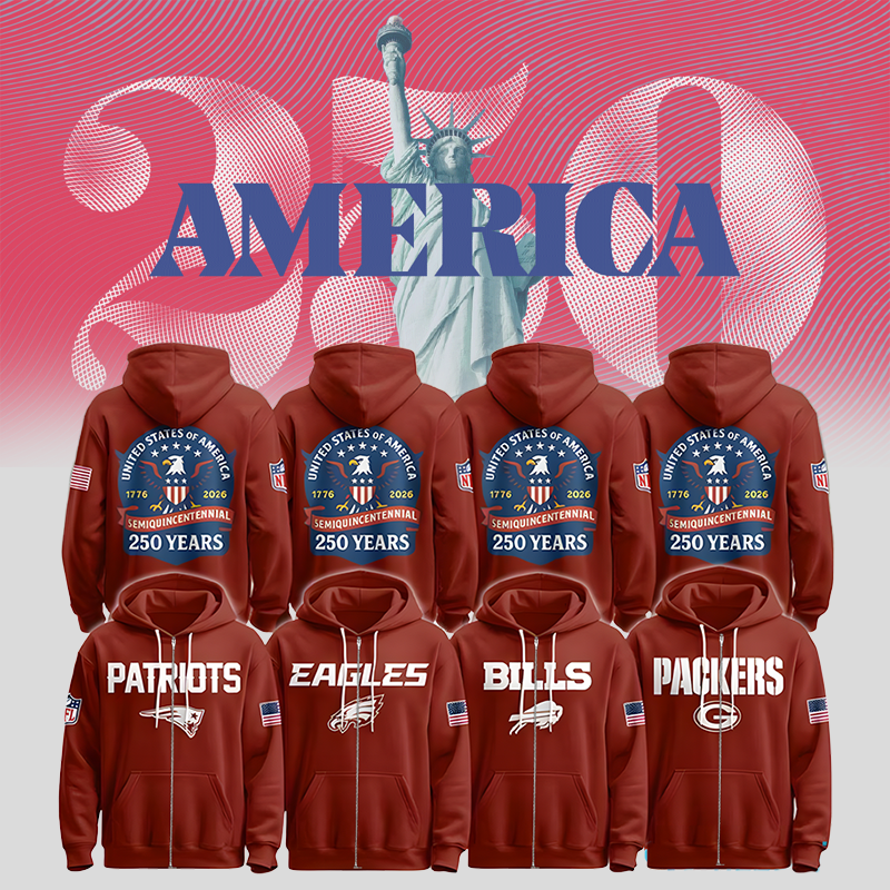 All Team Football America 250 Zip Hoodie, Gifts For Fans