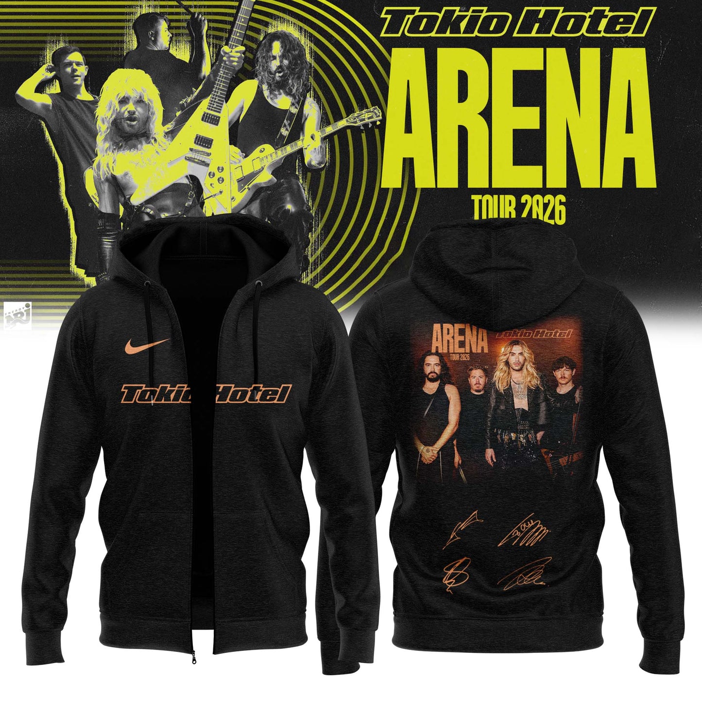 ,,,Tokio Hotel ”ARENA TOUR 2026” Limited Edition Signature – Zip Hoodie