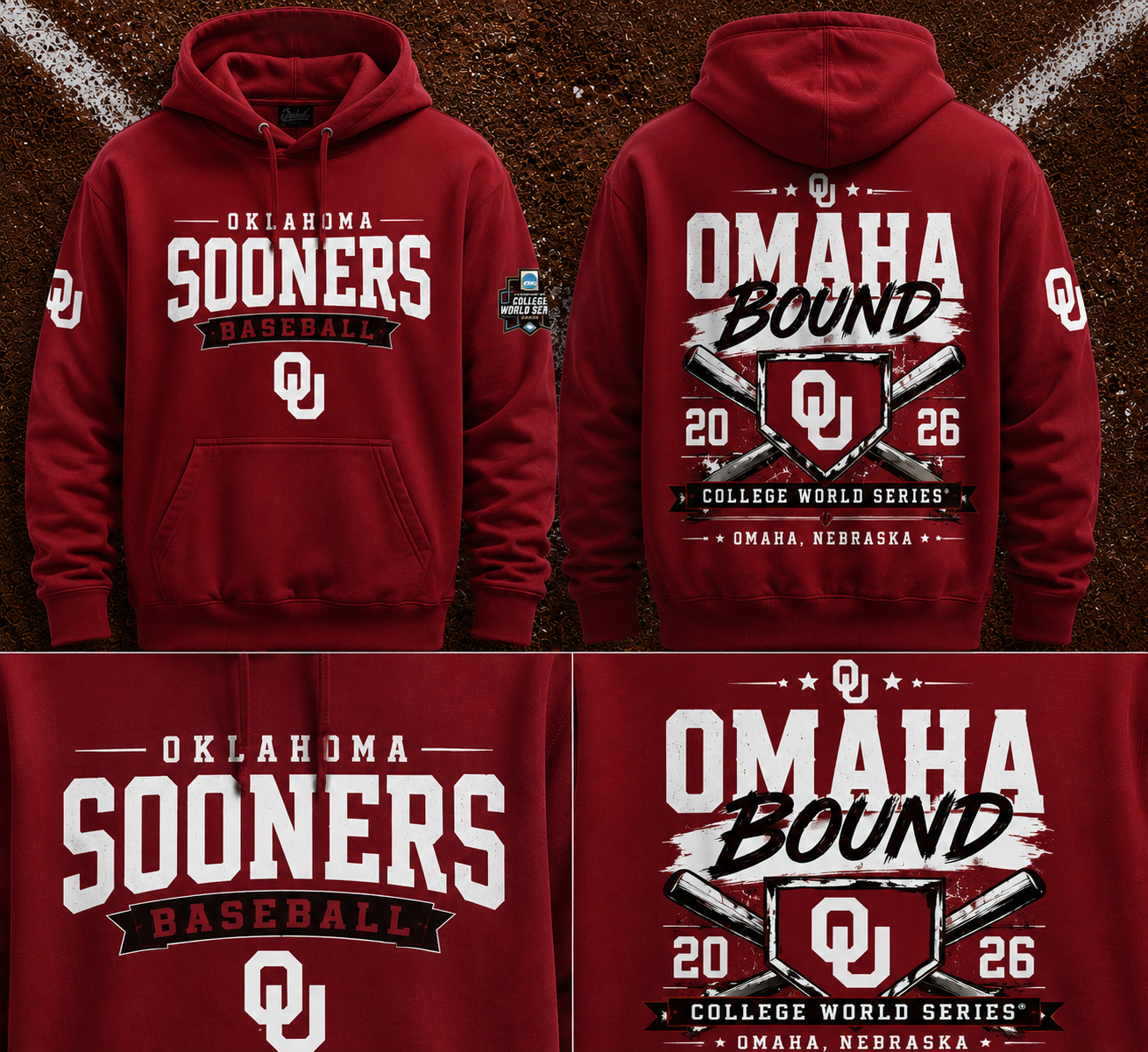 Oklahoma Sooners Baseball 2026 NCAA Baseball Men’s College World Series OMAHA Hoodie