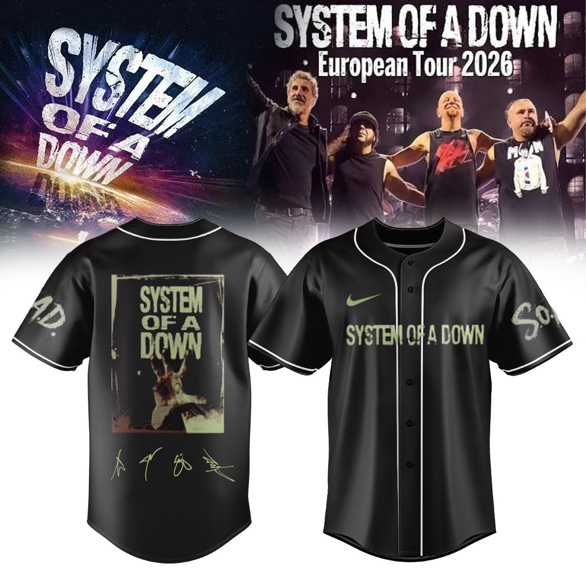 ,,.System Of A Down European Tour 2026 Limited Edition Signature – Jersey