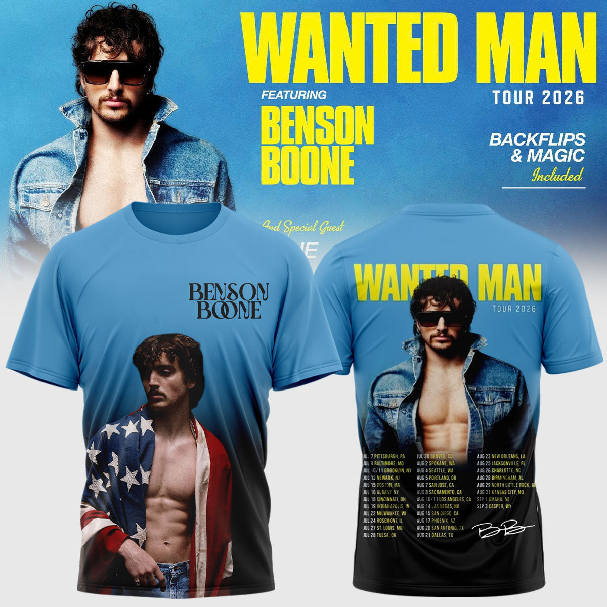..Benson Boone Wanted Man signed TShirt