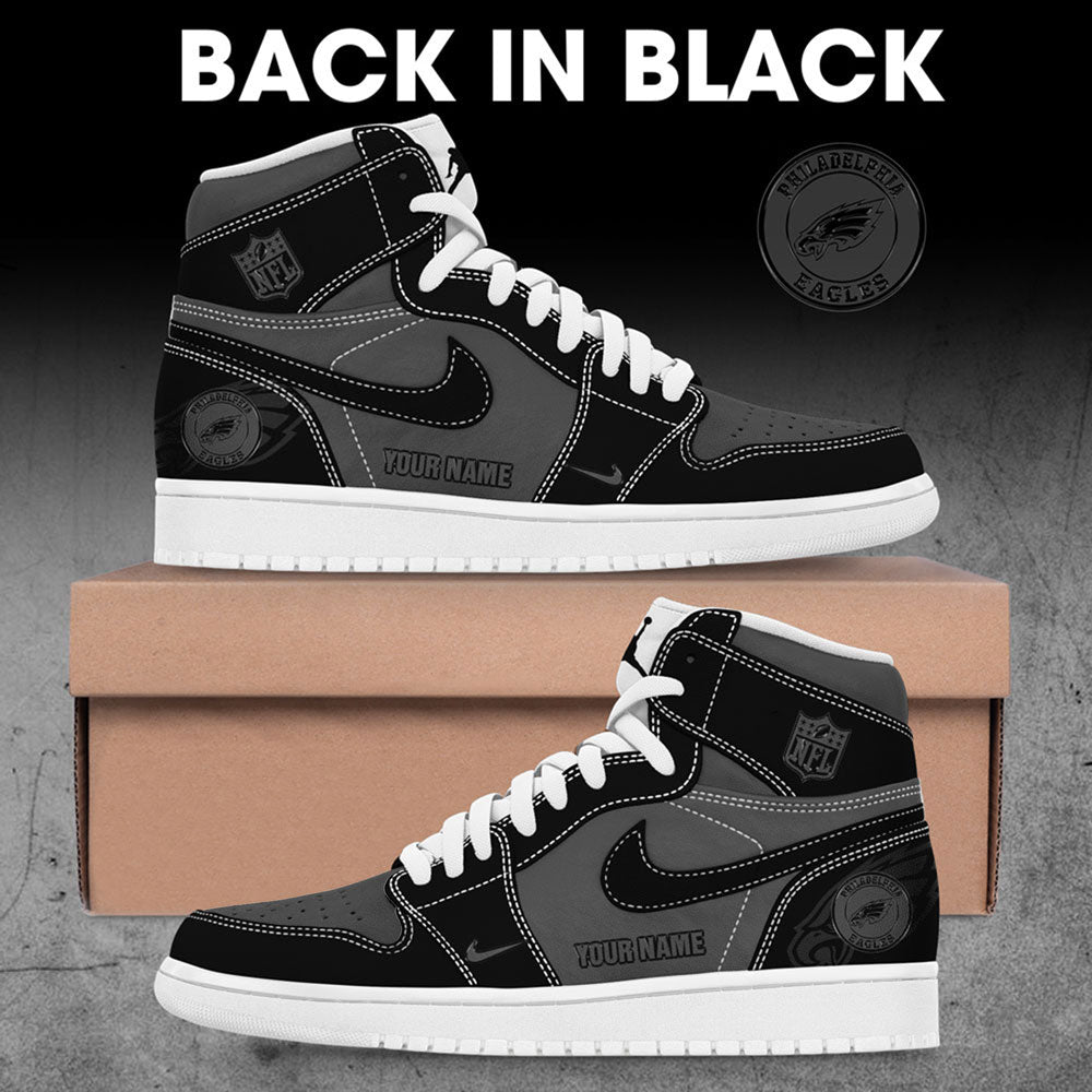 . P Eagles Back In Black Custom Name Shoes JD