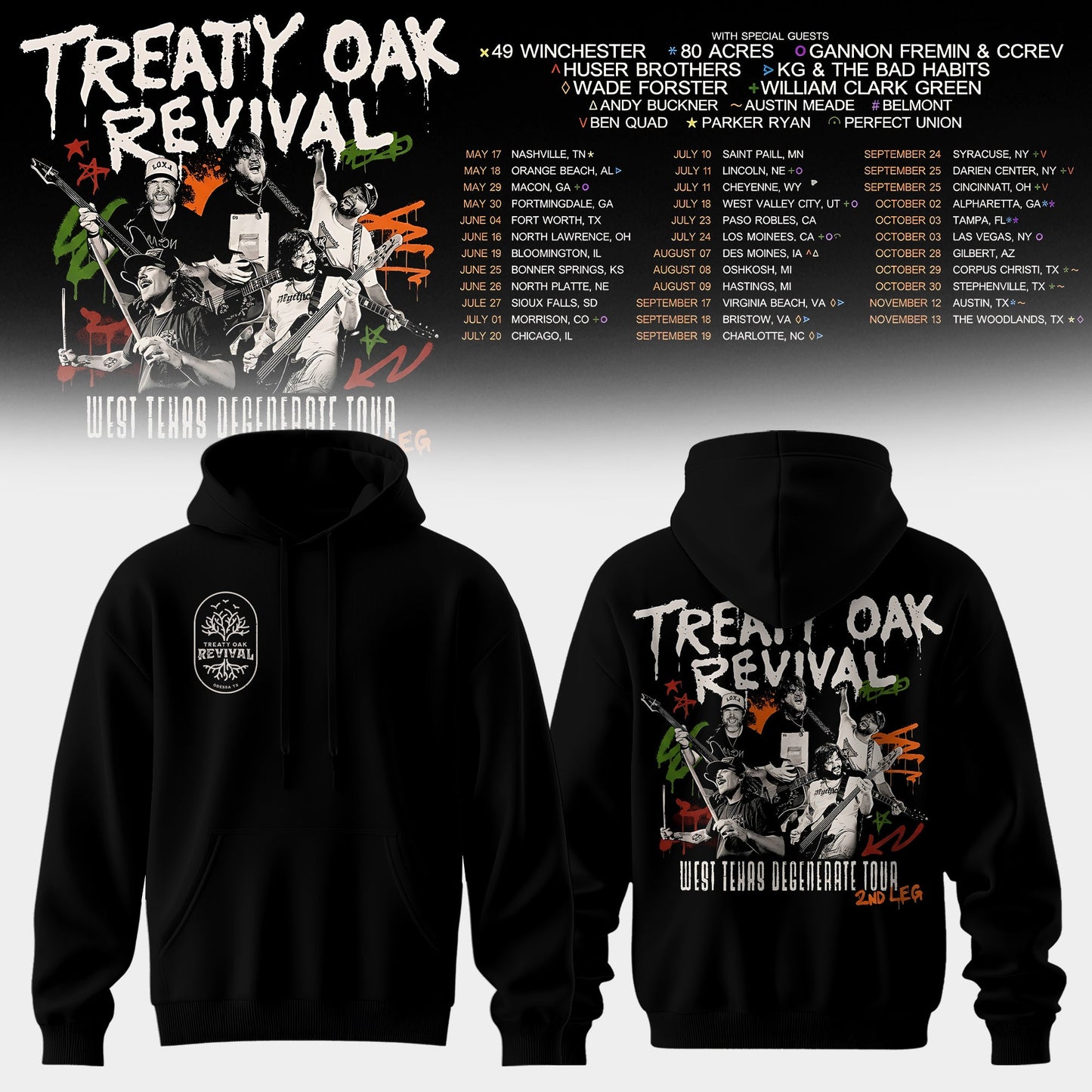 Treaty Oak Revival – West Texas Degenerate Tour Hoodie