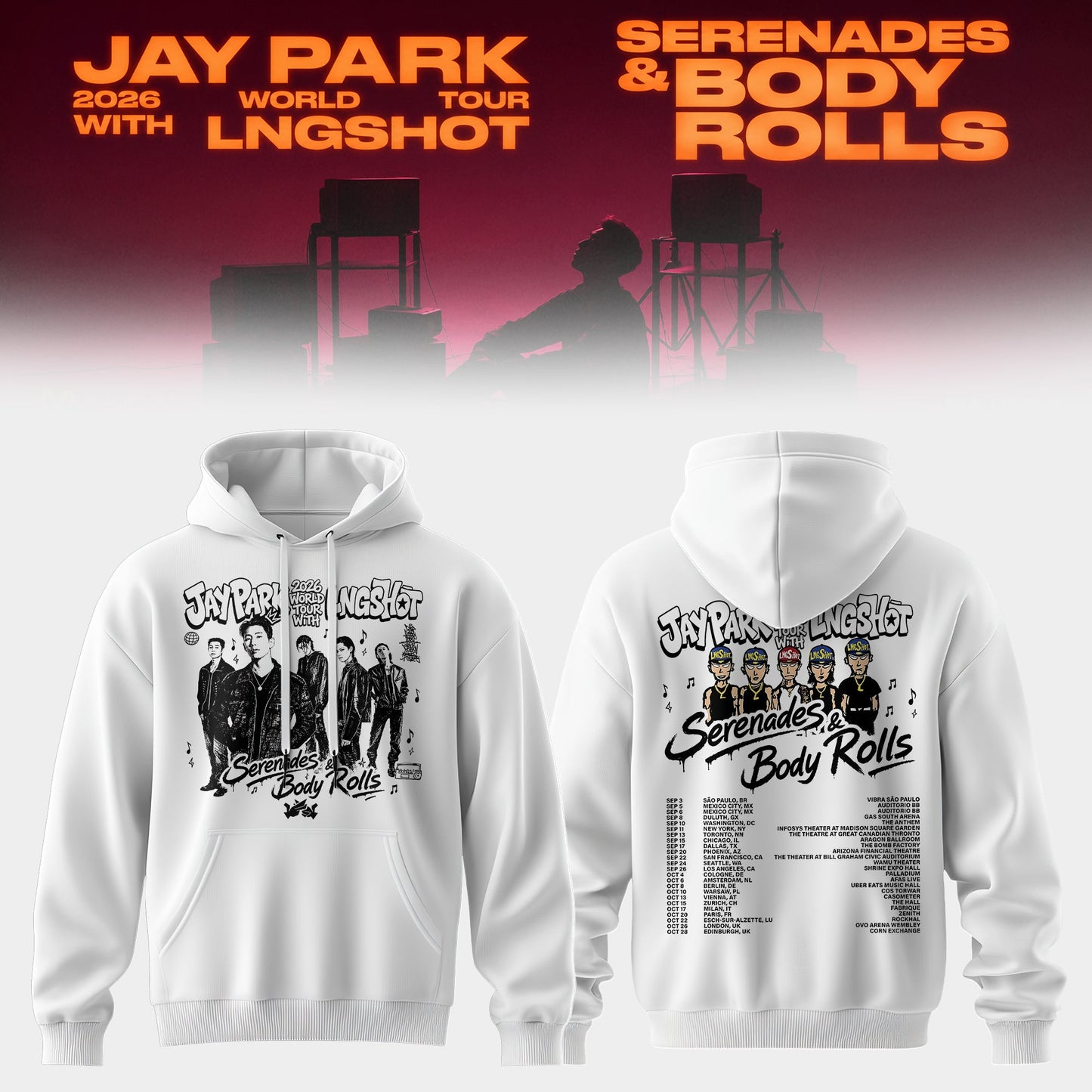 JAY PARK & LNGSHOT – 2026 World Tour ‘Serenades & Body Rolls’ Limited Hoodie