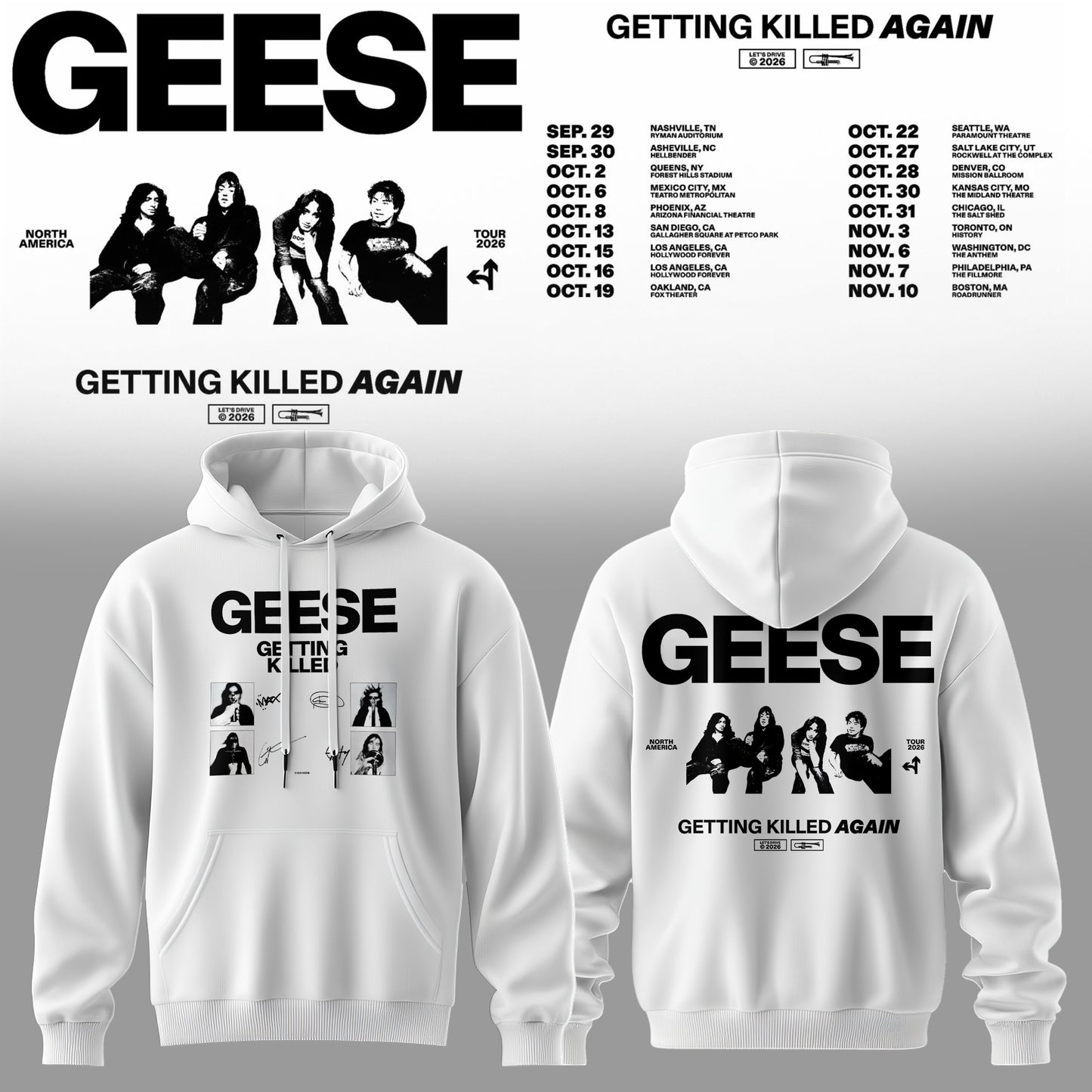 GEESE – GETTING KILLED AGAIN TOUR HOODIE