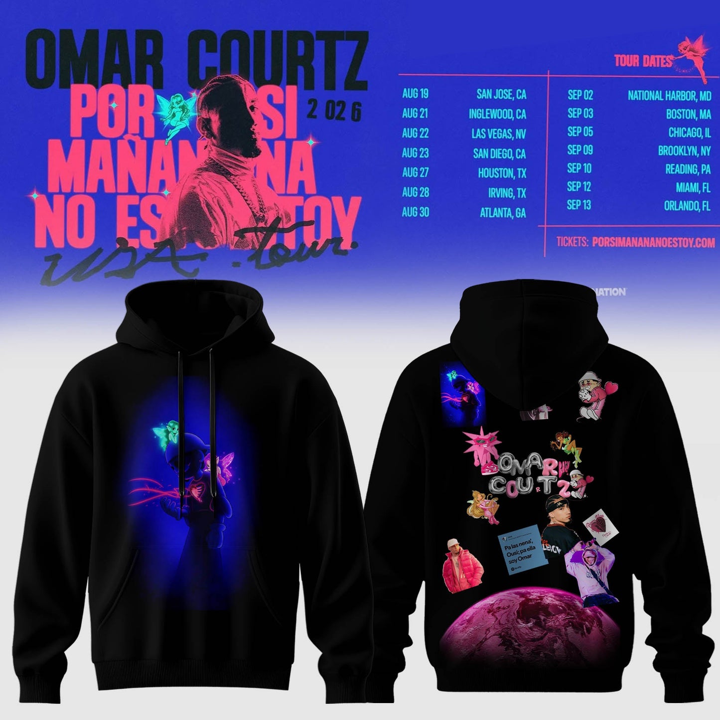 Neon Heartbreak Cosmic Vibes Graphic Hoodie Edition