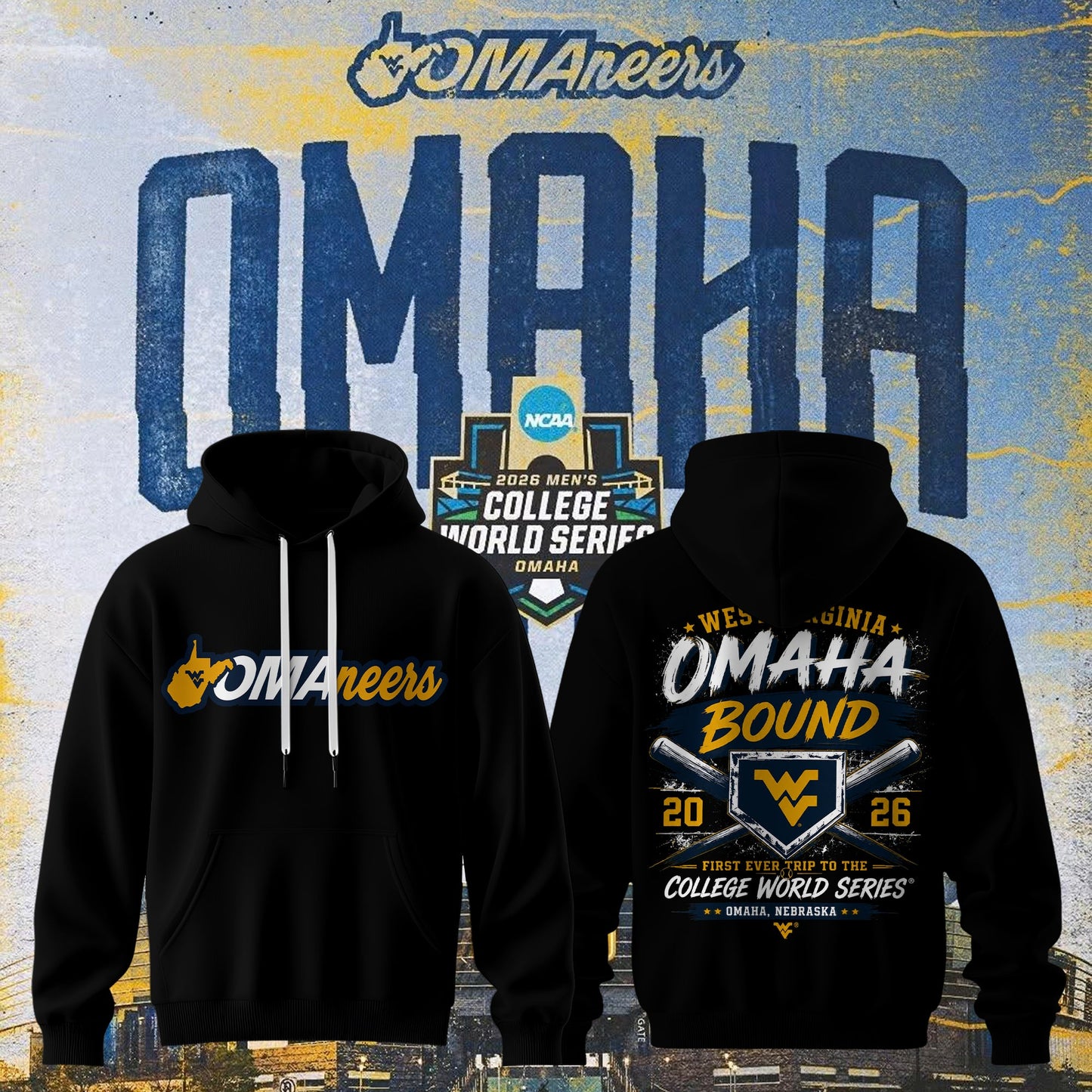 West Virginia Mountaineers 2026 Baseball Men’s College World Series Omaneers Hoodie