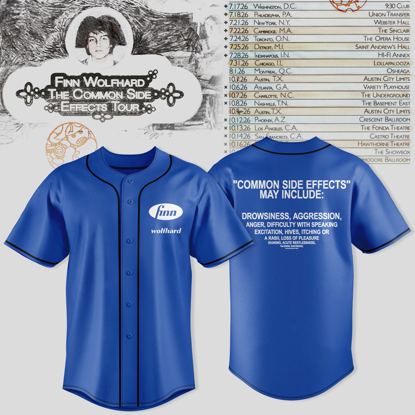 Finn Wolfhard – The Common Side Effects Tour Jersey