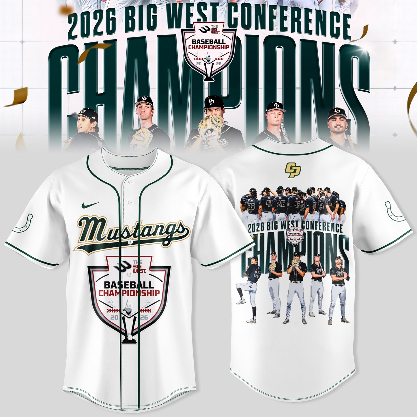 _ Big West Conference 2026 Champions – Cal Poly Mustangs Baseball Jersey
