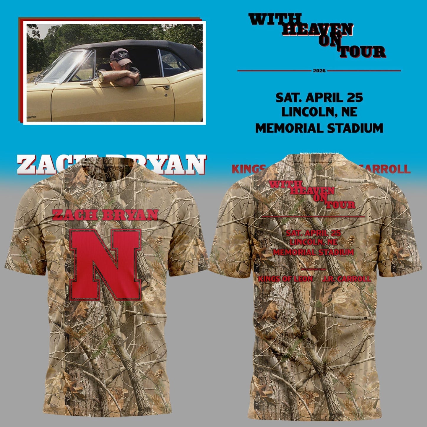 Limited Edition “With Heaven On Tour 2026” at Memorial Stadium Shirt
