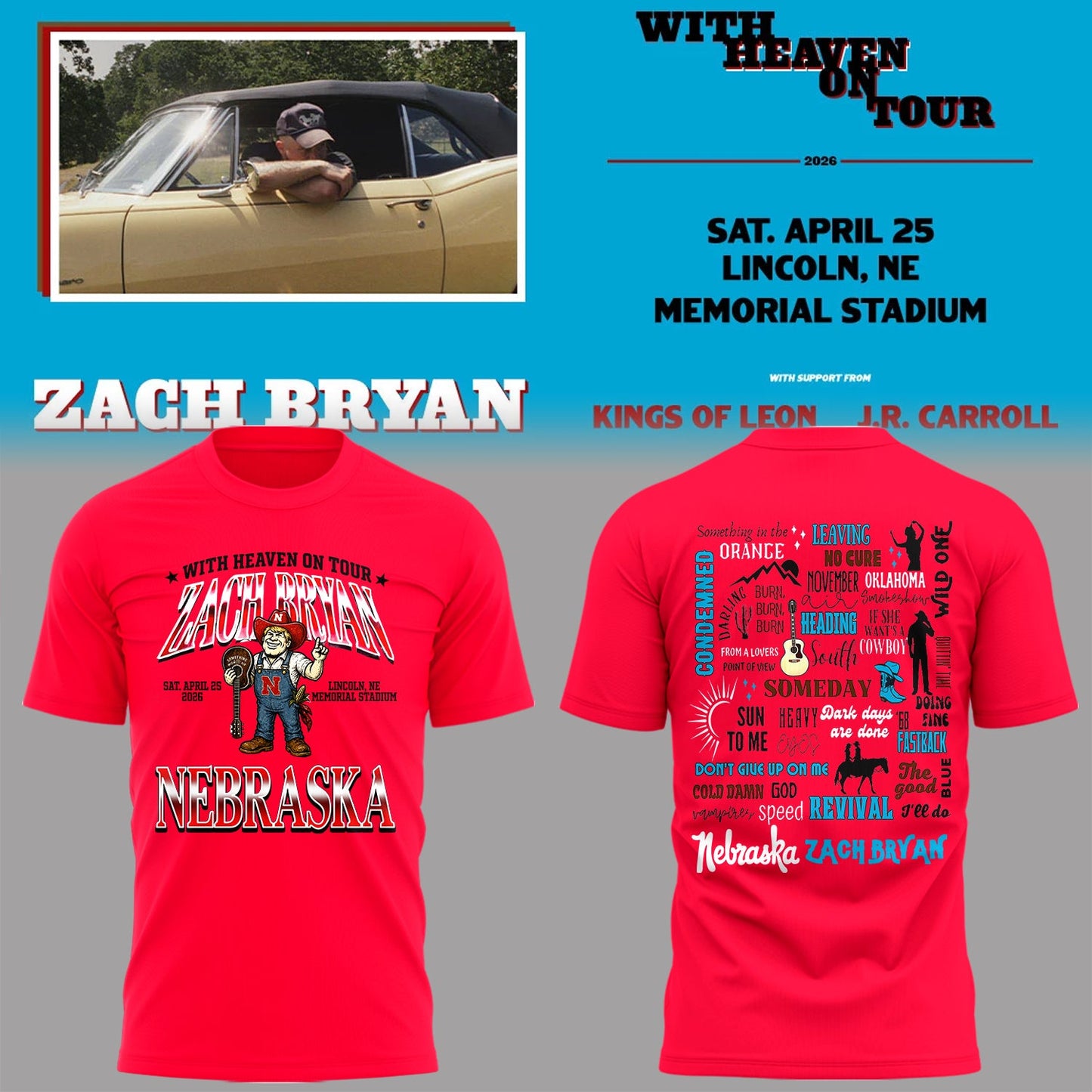 Limited Edition “With Heaven On Tour 2026” at Memorial Stadium Shirt