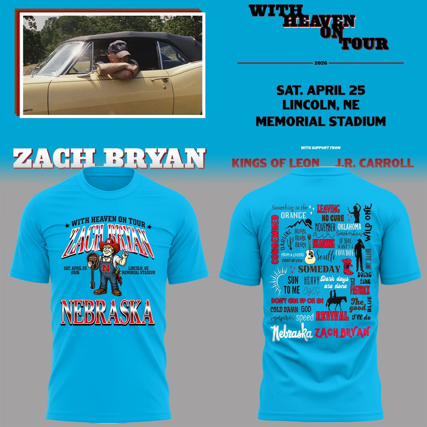 Limited Edition “With Heaven On Tour 2026” at Memorial Stadium Tshirt