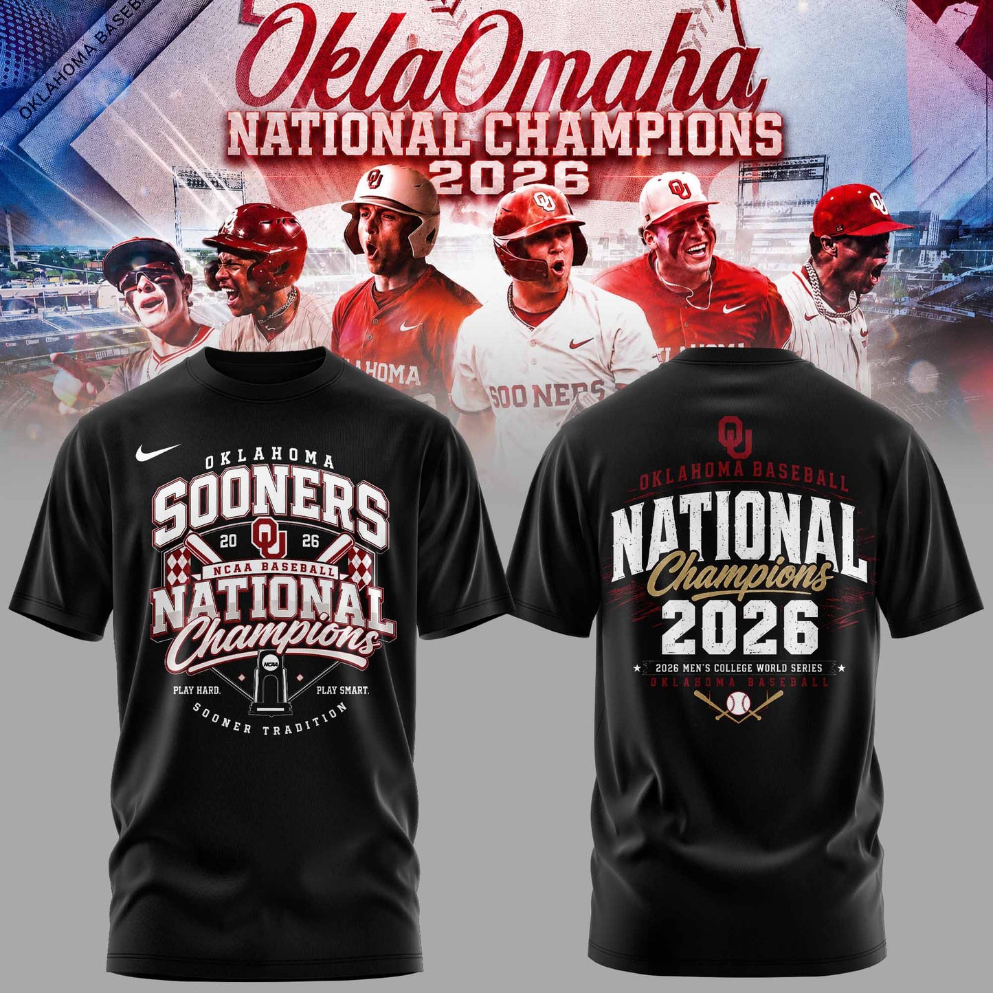 Oklahoma Sooners Baseball 2026 National Champions Tee