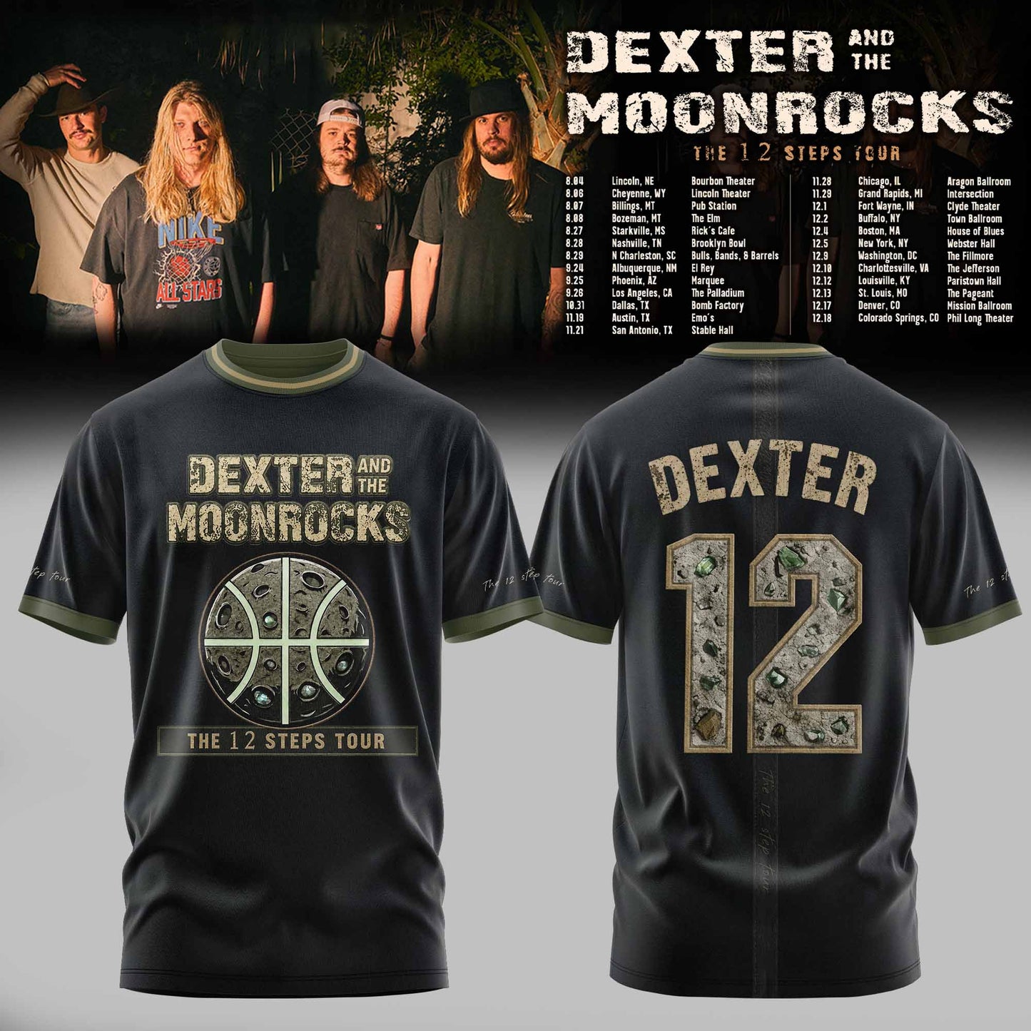 DEXTER & THE MOONROCK – THE 12 STEP TOUR 2026 T-shirt