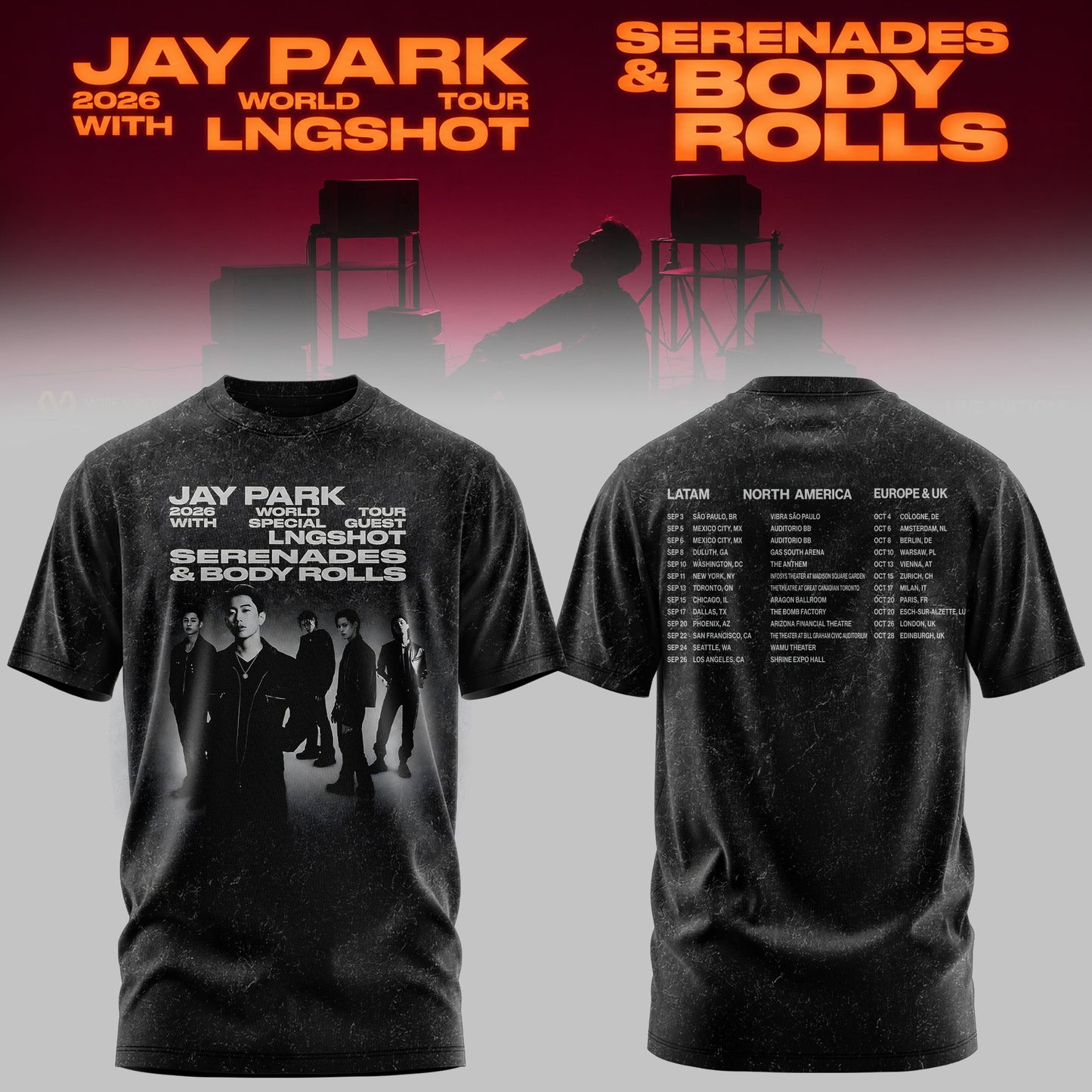 JAY PARK & LNGSHOT – 2026 World Tour ‘Serenades & Body Rolls’ Limited T-Shirt