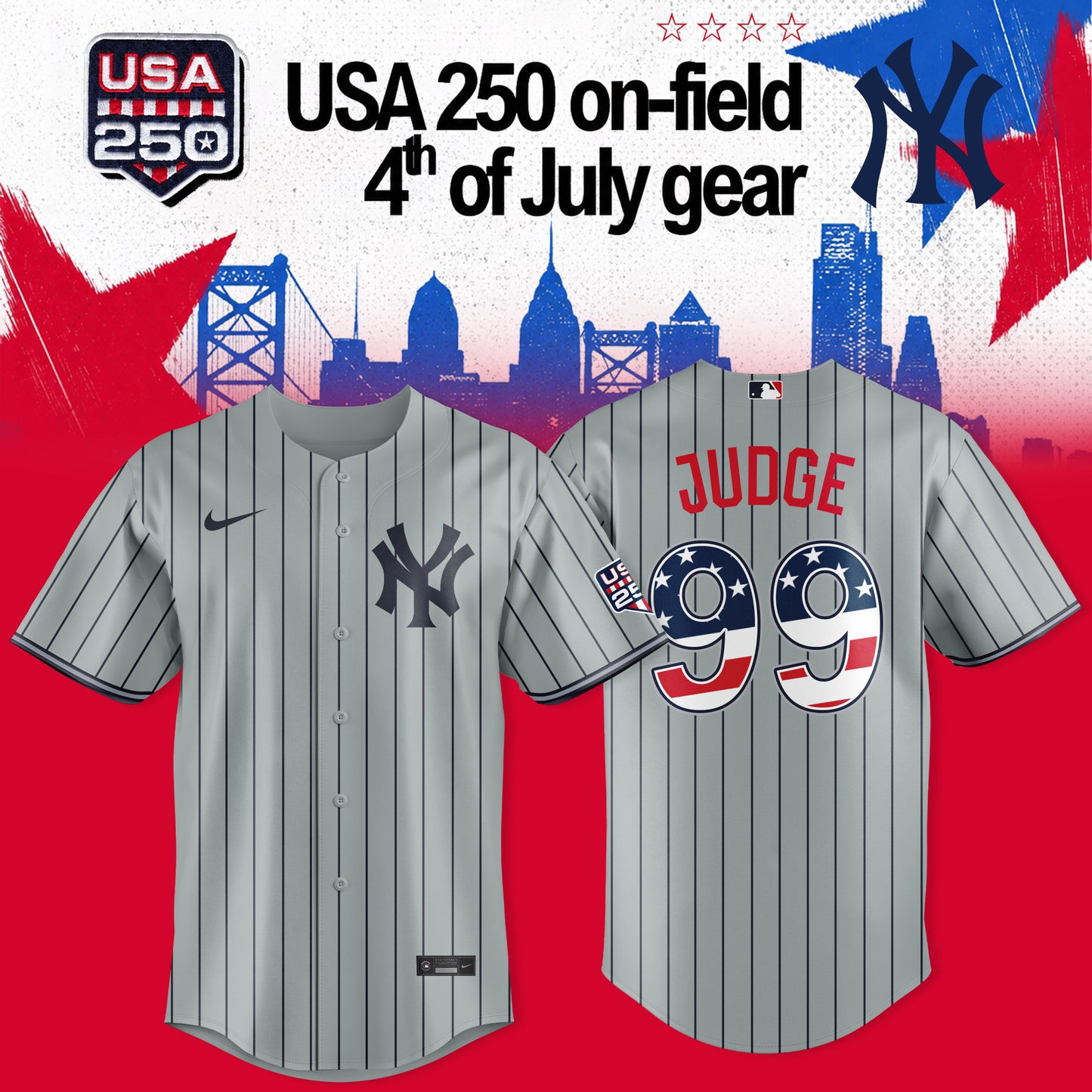 _NEW YORK YANKEES JUDGE X USA 250 ON-FIELD – 4TH OF JULY JERSEY COLLECTION
