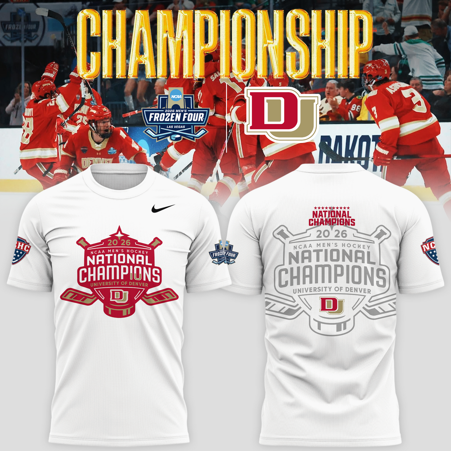 Denver Pioneers 2026 NCAA Men's Hockey National Champions T-Shirt