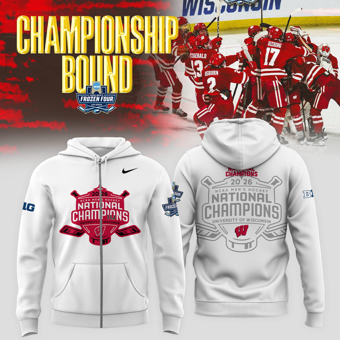 2026 NCAA Men's Ice Hockey National Champions Zip Hoodie