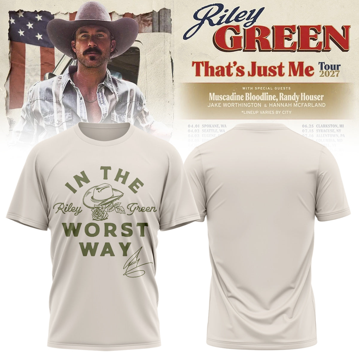 Riley Green That’s Just Me Tour signed TShirt