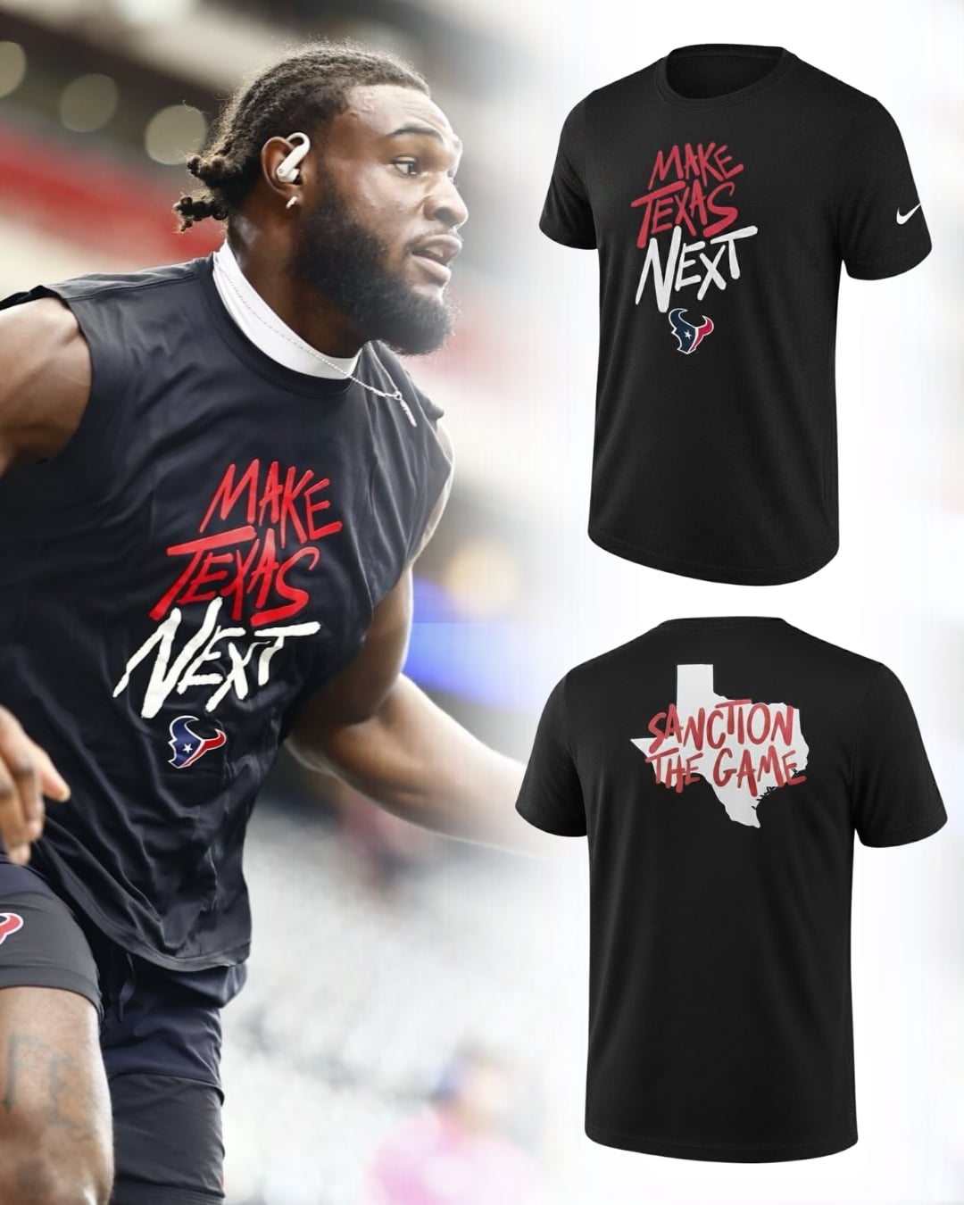 Limited Edition Houston Texans Sanction Girls Flag Football Tshirt