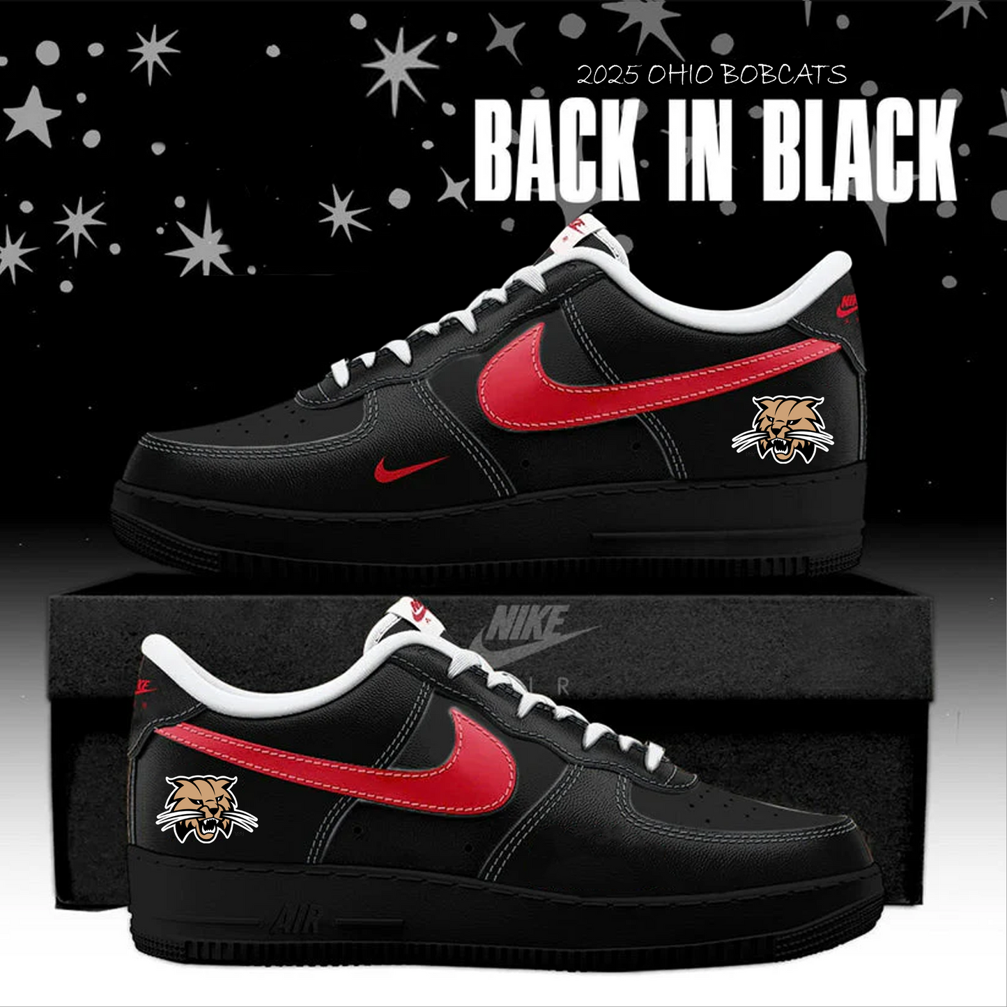 Ohio Bobcats Back In Black AF1 Sneakers