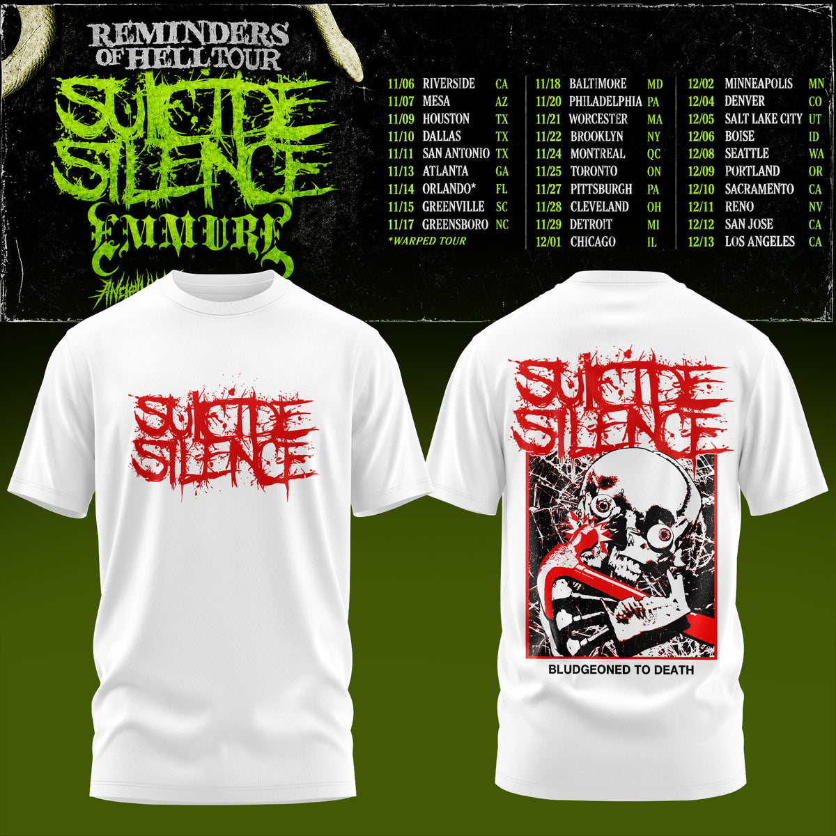 Suicide Silence Reminders Of Hell Tour T-Shirt