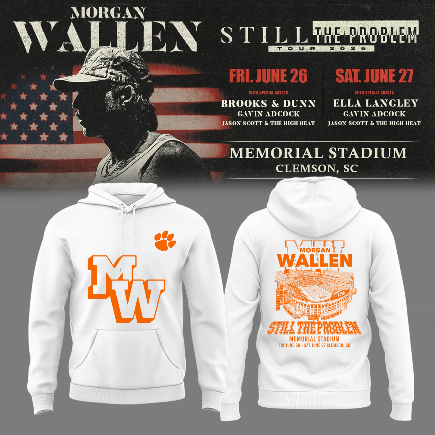 Morgan Wallen: The Clemson Takeover Hoodie Limited Tour Drop
