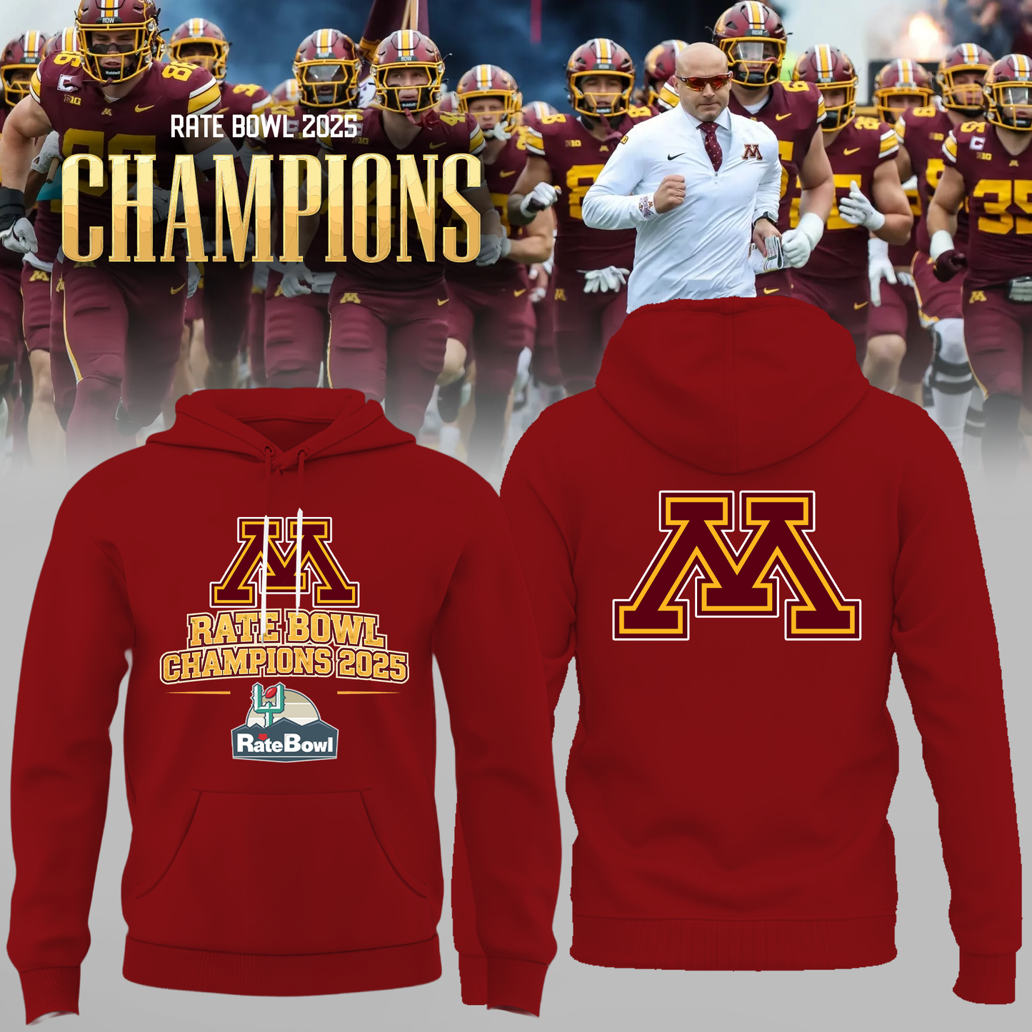 Limited Edition Minnesota Golden Gophers Champions🏆 RATE BOWL Hoodie