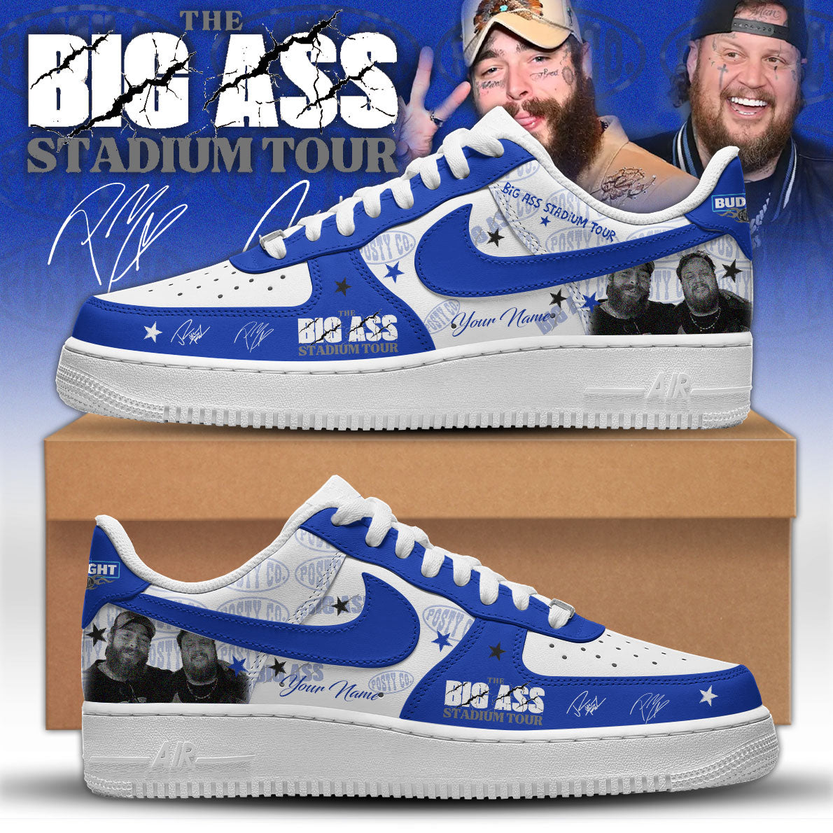 The BIG ASS Stadium Tour Post Malone Limited Edition Air Force 1