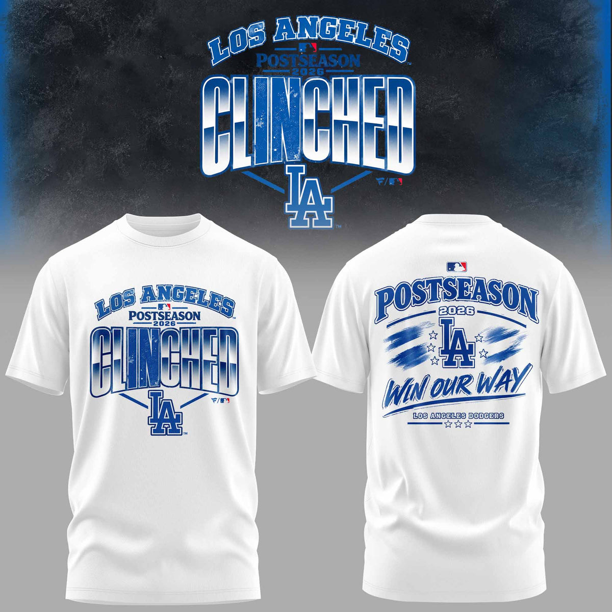 .Los Angeles Dodgers 2026 Postseason Clinched 3D All-Over Print Graphic T-Shirt V1