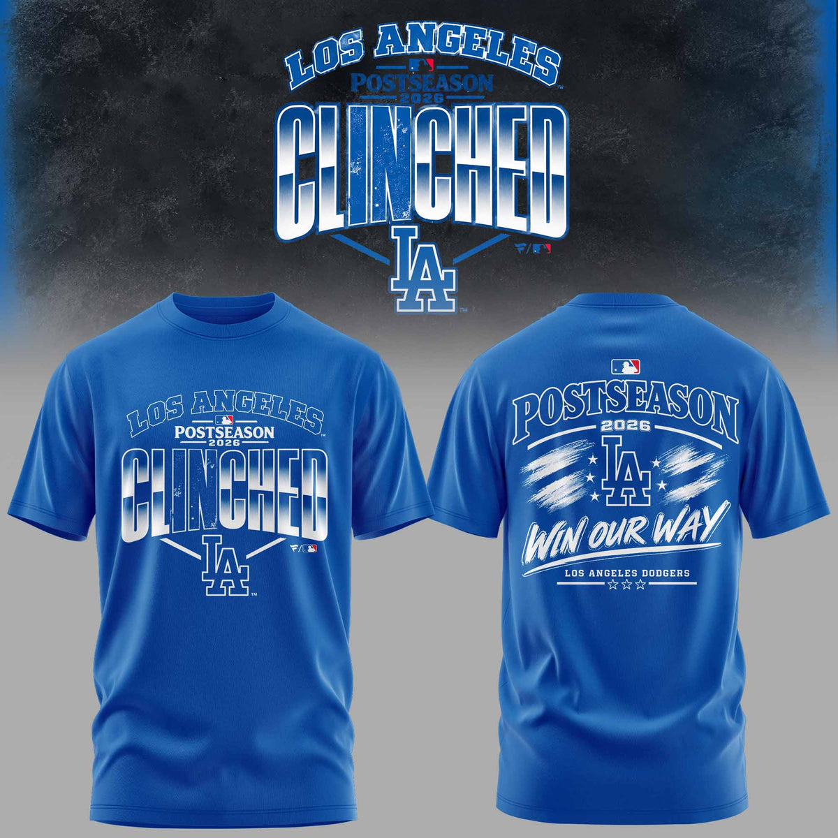 .Los Angeles Dodgers 2026 Postseason Clinched 3D All-Over Print Graphic T-Shirt V2