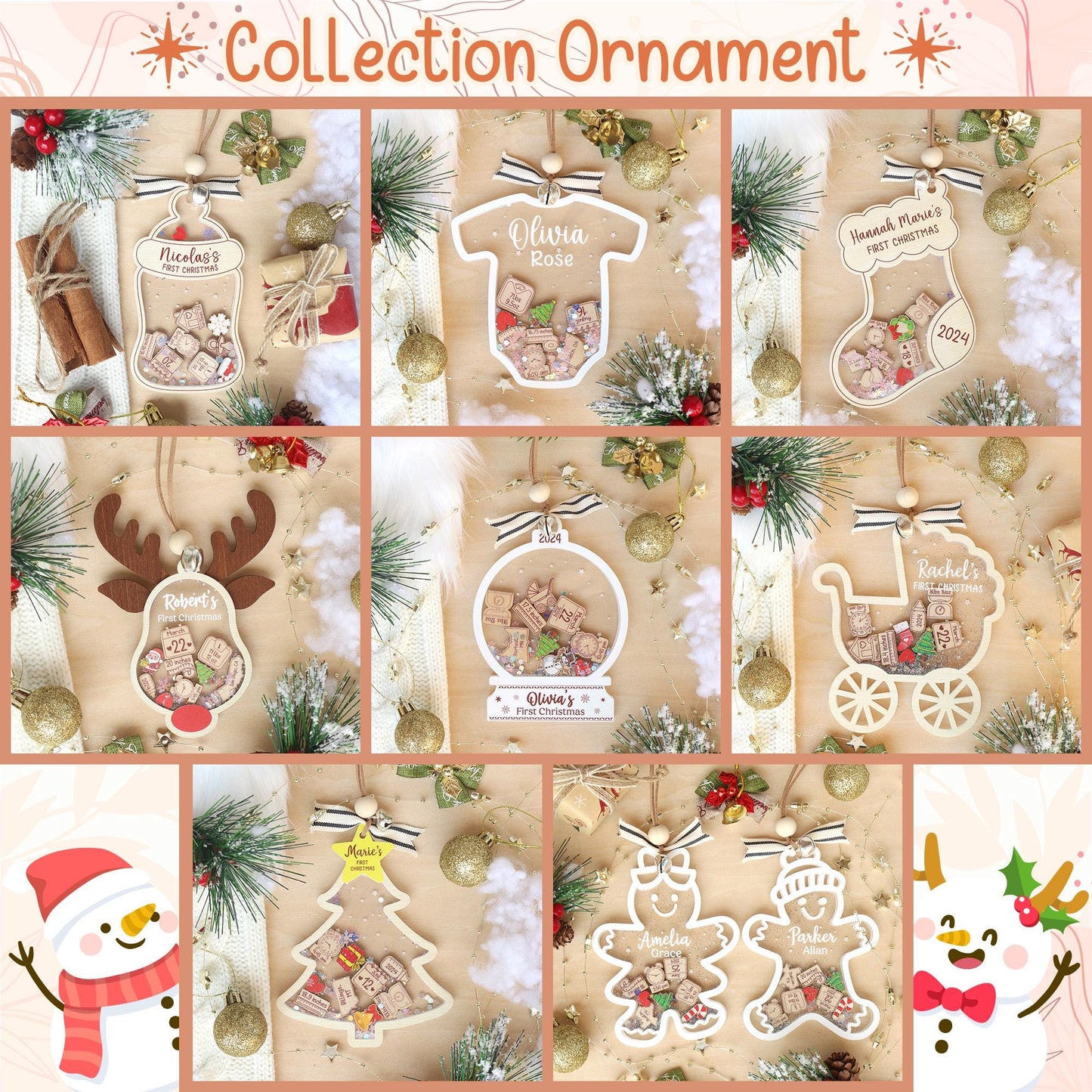 Personalized Baby's First Christmas Ornament, Baby 1st Christmas Ornament, Custom Newborn Gift, Shake Babies Ornament, Baby Keepsake