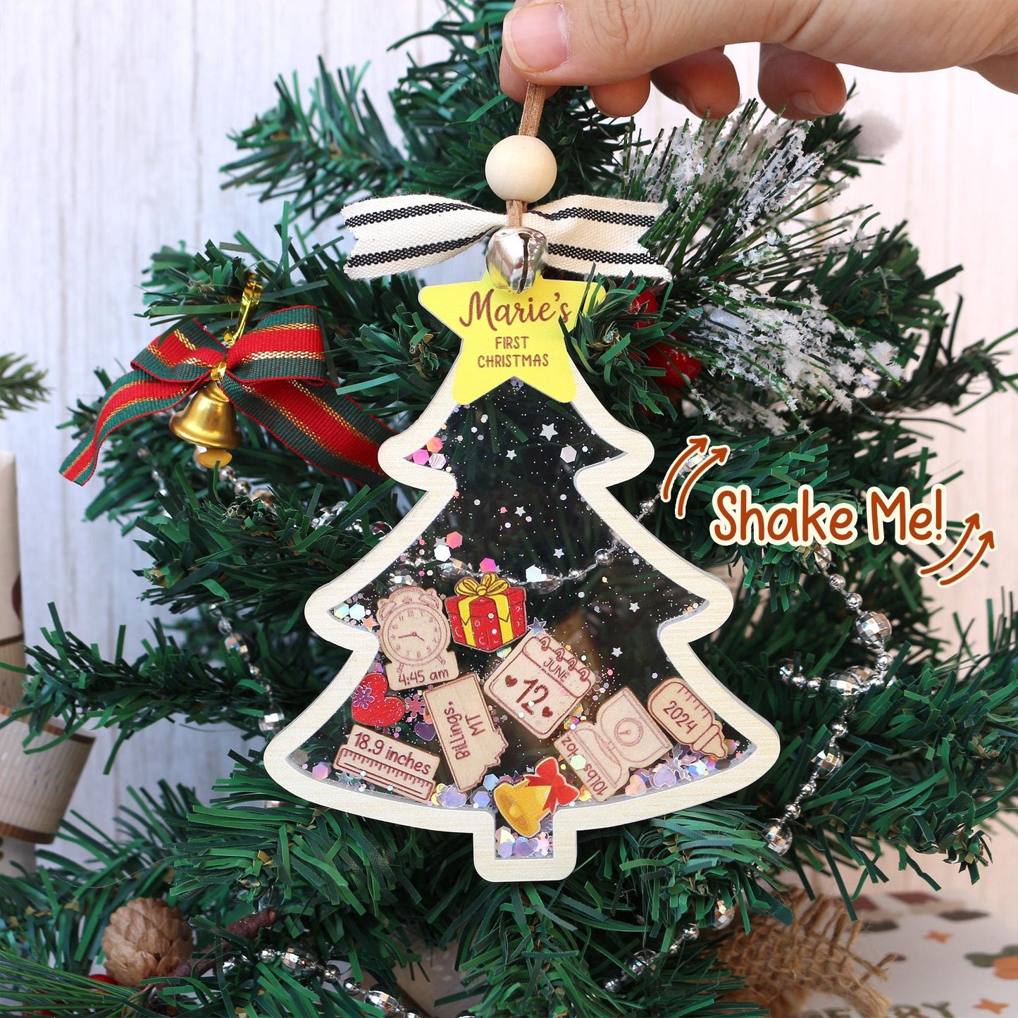Personalized Baby's First Christmas Ornament, Baby 1st Christmas Ornament, Custom Newborn Gift, Shake Babies Ornament, Baby Keepsake