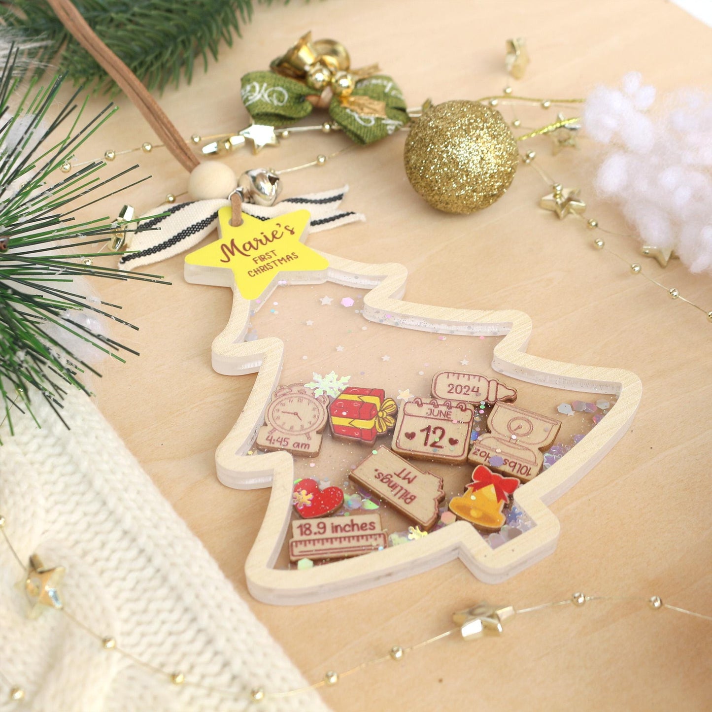 Personalized Baby's First Christmas Ornament, Baby 1st Christmas Ornament, Custom Newborn Gift, Shake Babies Ornament, Baby Keepsake