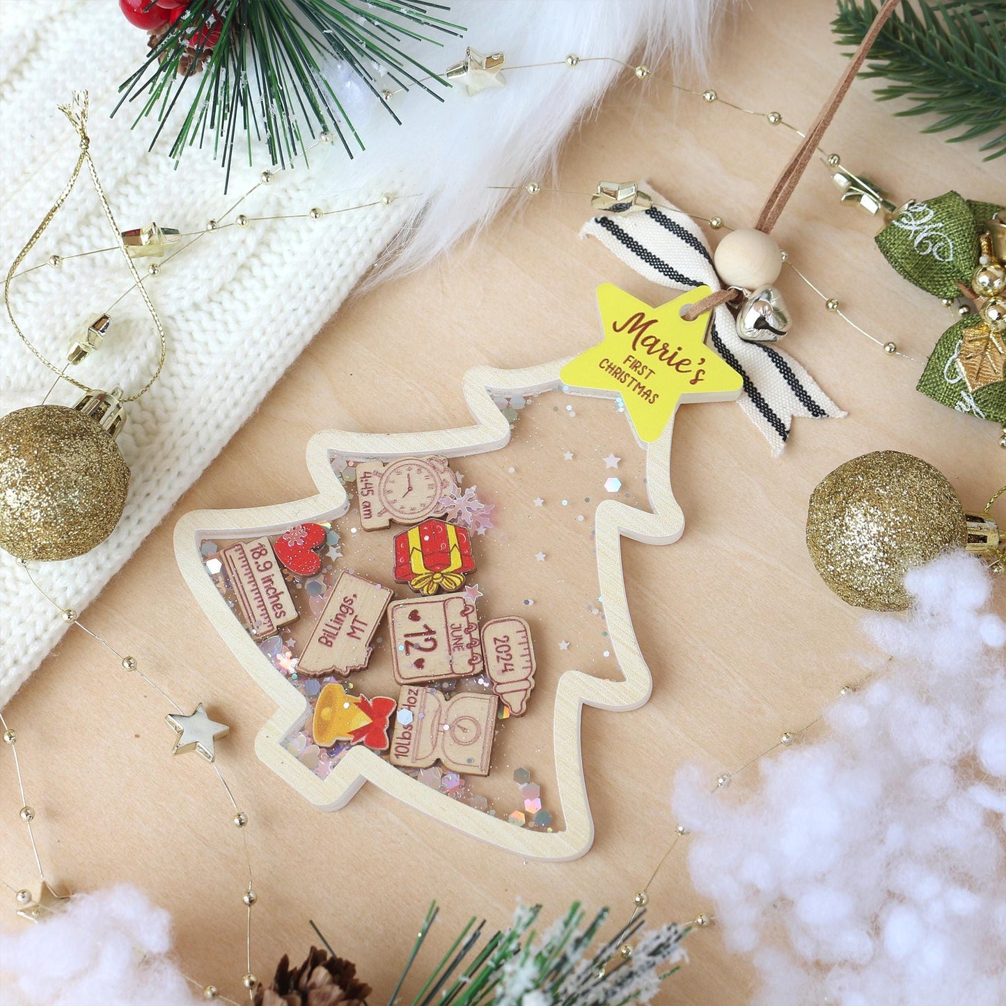 Personalized Baby's First Christmas Ornament, Baby 1st Christmas Ornament, Custom Newborn Gift, Shake Babies Ornament, Baby Keepsake