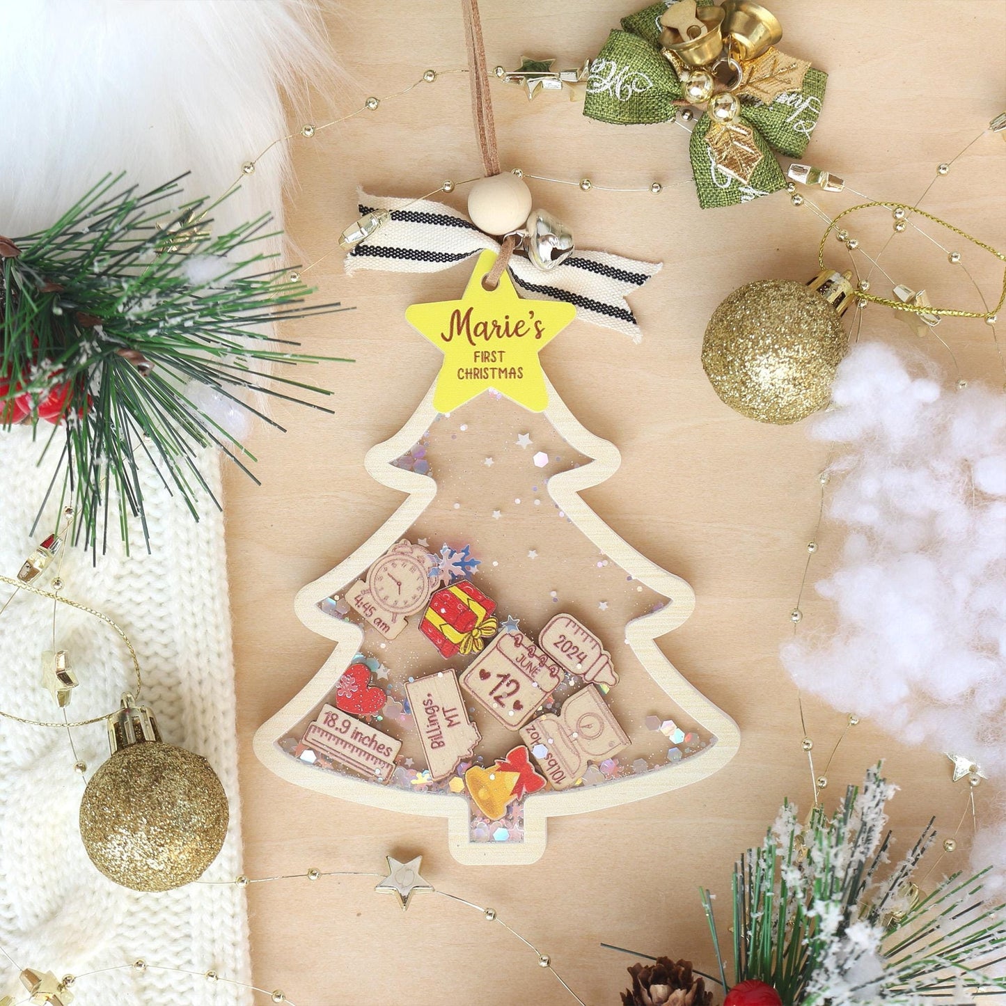 Personalized Baby's First Christmas Ornament, Baby 1st Christmas Ornament, Custom Newborn Gift, Shake Babies Ornament, Baby Keepsake