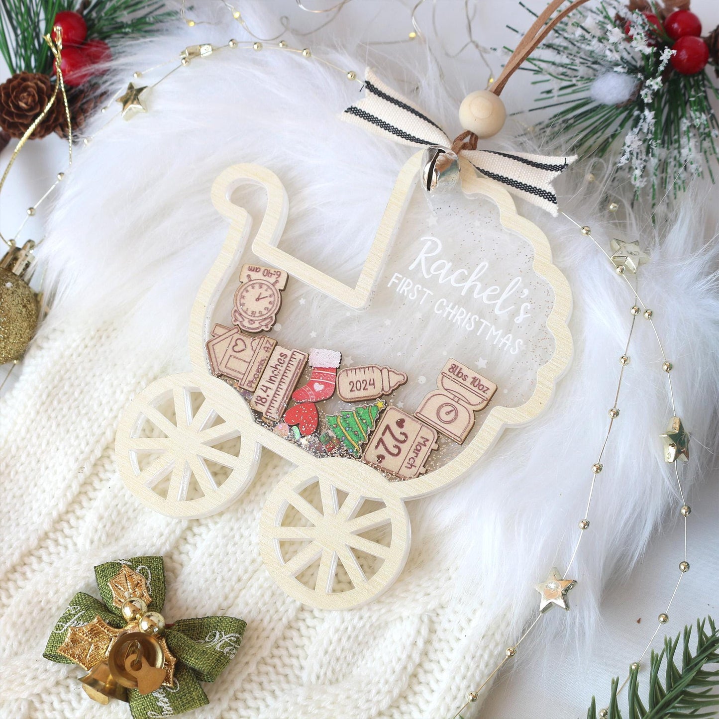 Personalized Baby First Christmas Ornament, Baby 1st Christmas Ornament, Custom Baby Name, Newborn Gift, Shake Babies Ornament