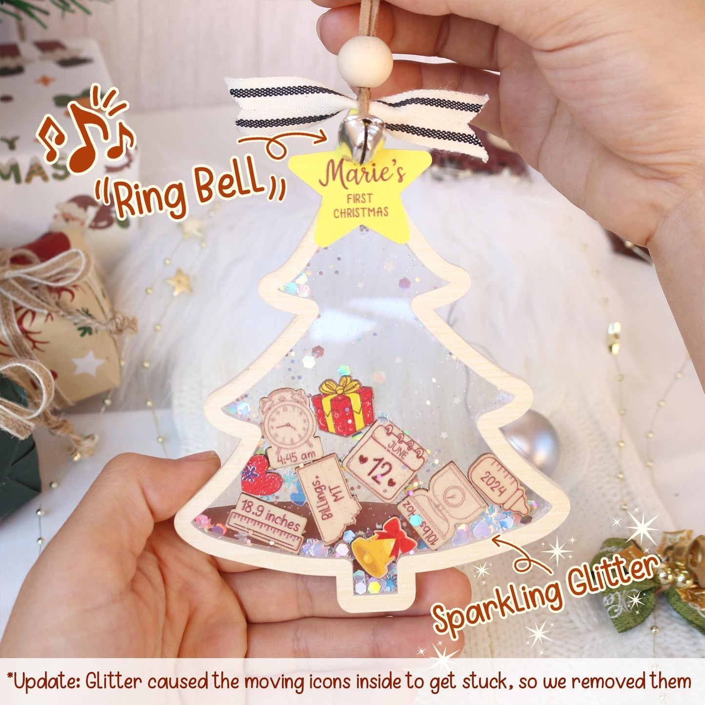 Personalized Baby's First Christmas Ornament, Baby 1st Christmas Ornament, Custom Newborn Gift, Shake Babies Ornament, Baby Keepsake